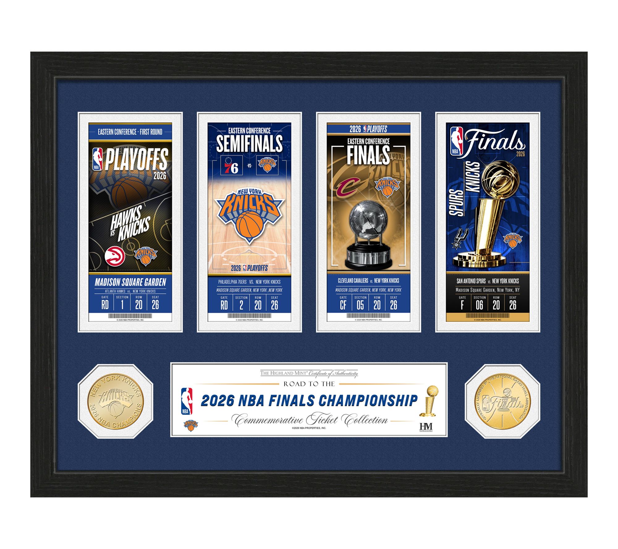 NY Knicks 2026 Road to the NBA Championship Ticket Frame