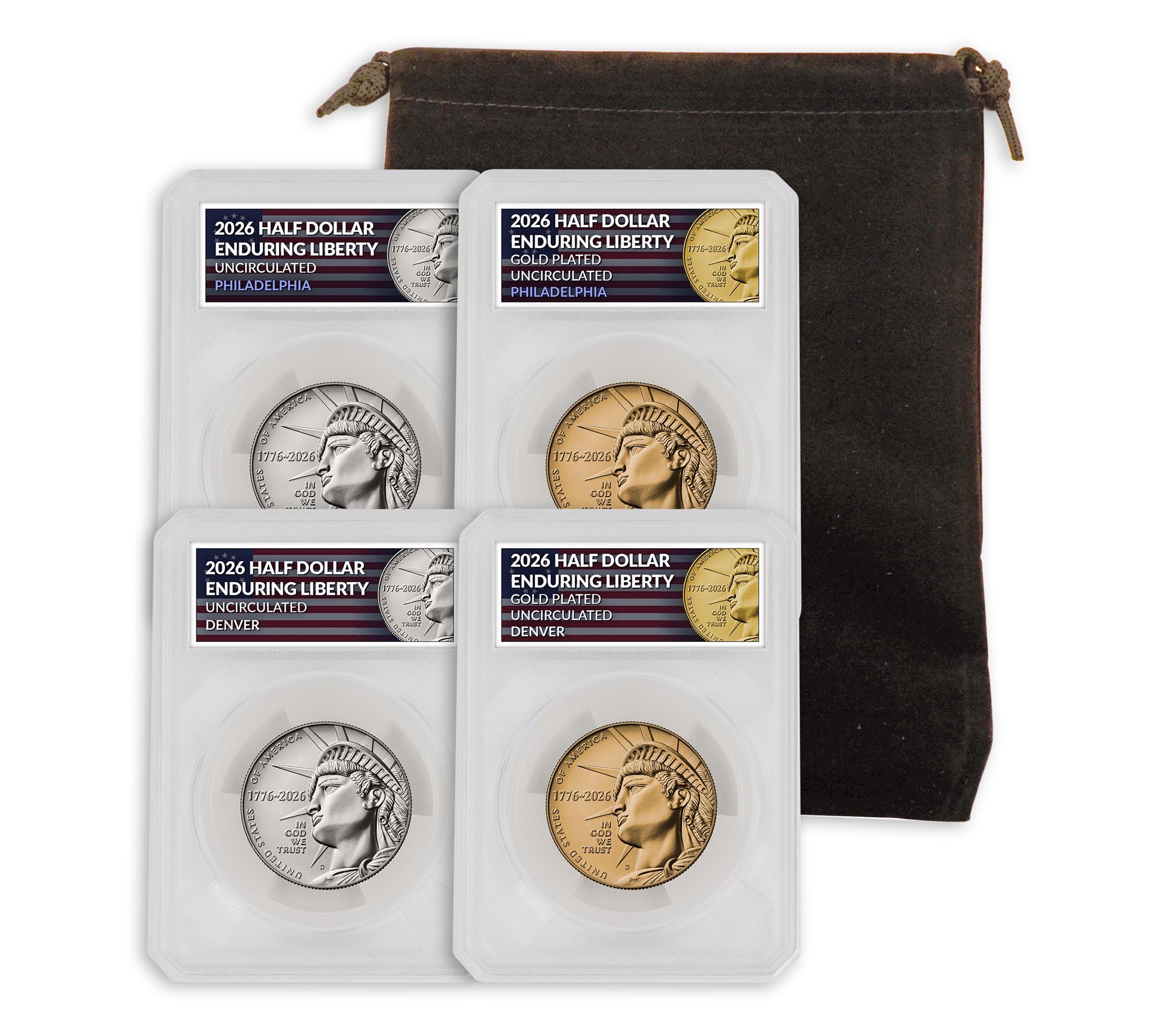 2026 Enduring Liberty Half Dollar 4pc Set Gold Layered