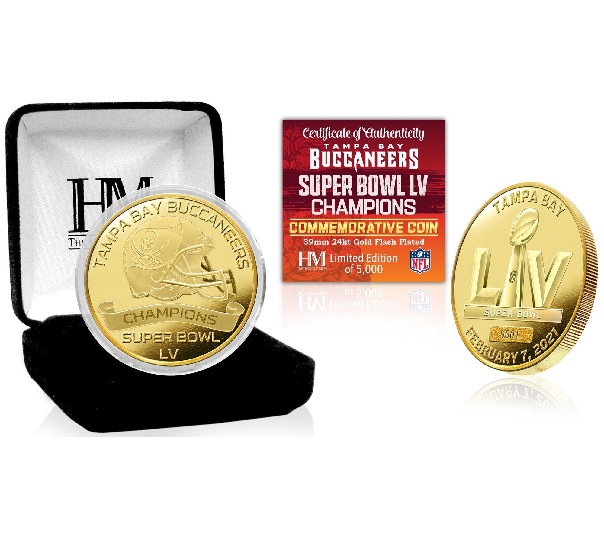 Highland Mint Tampa Bay Buccaneers Super Bowl LV Champions 13'' x 16''  Banner Bronze Coin Photo Mint