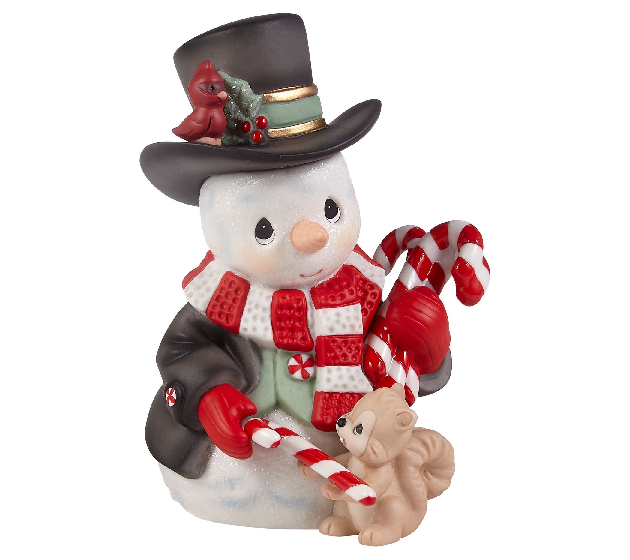 Precious Moments Annual Snowman with Candy Canes Figurine - QVC.com