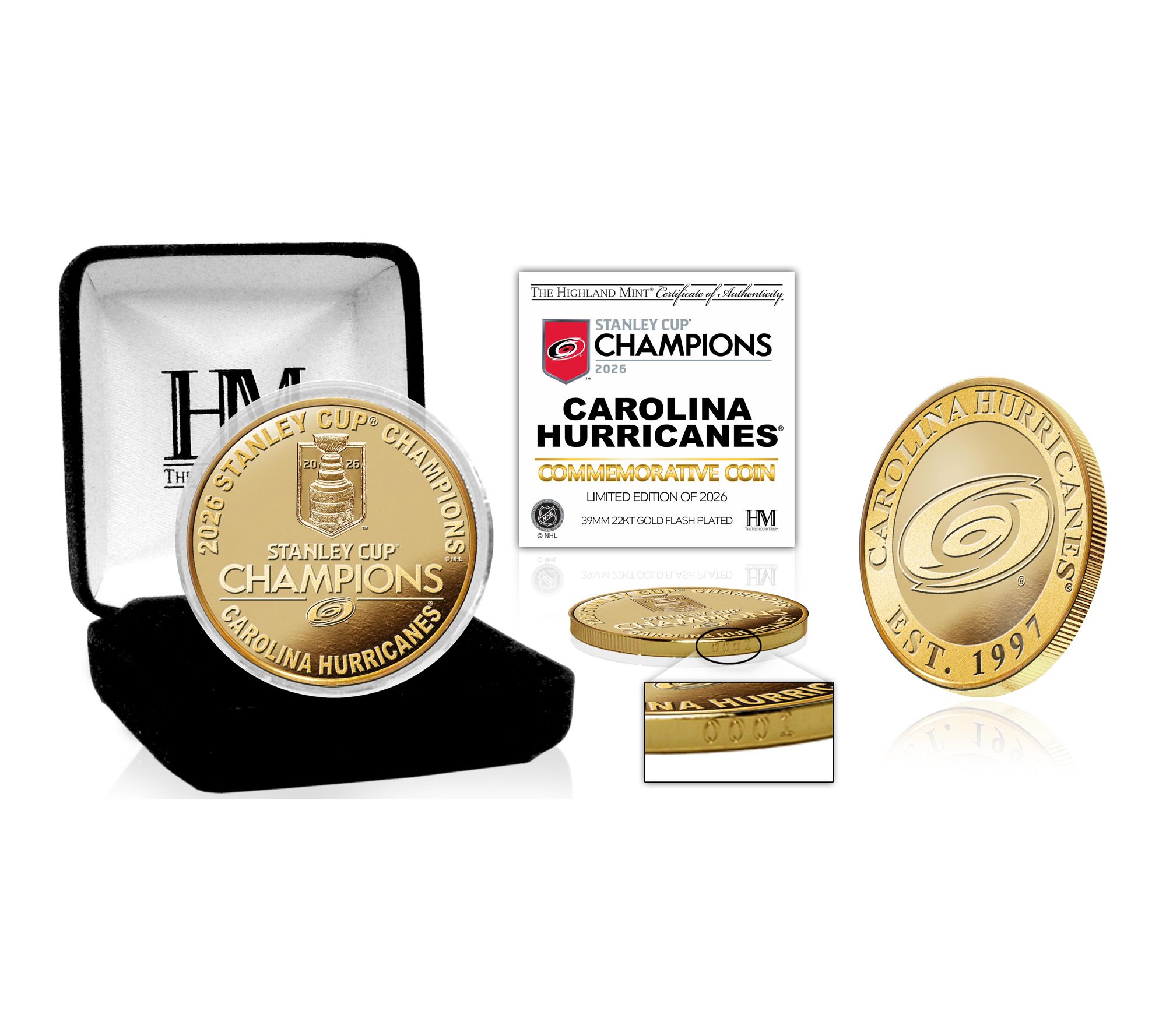 Carolina Hurricanes 2026 Stanley Cup Champ Gold Plated Coin
