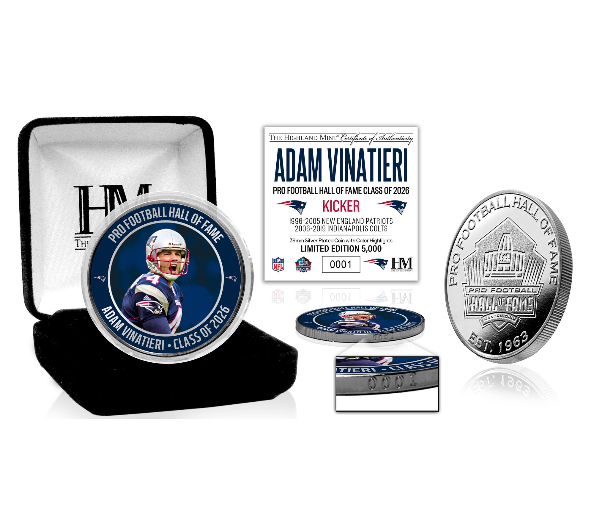 Adam Vinatieri Patriots 2026 NFL Hall of Fame Induction Coin