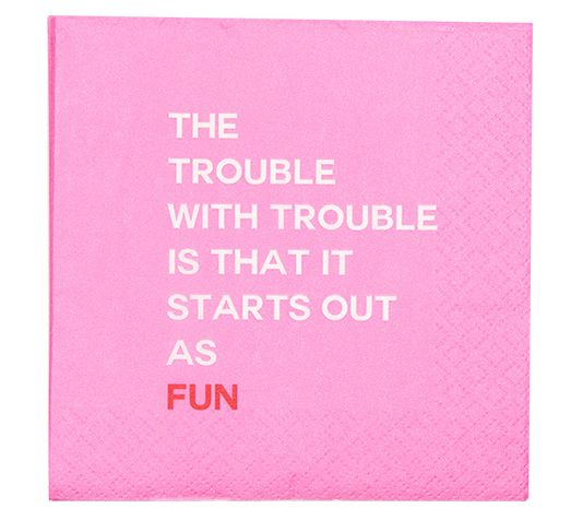 Mary Phillips Trouble with Trouble Set of (4) Cocktail Napkins