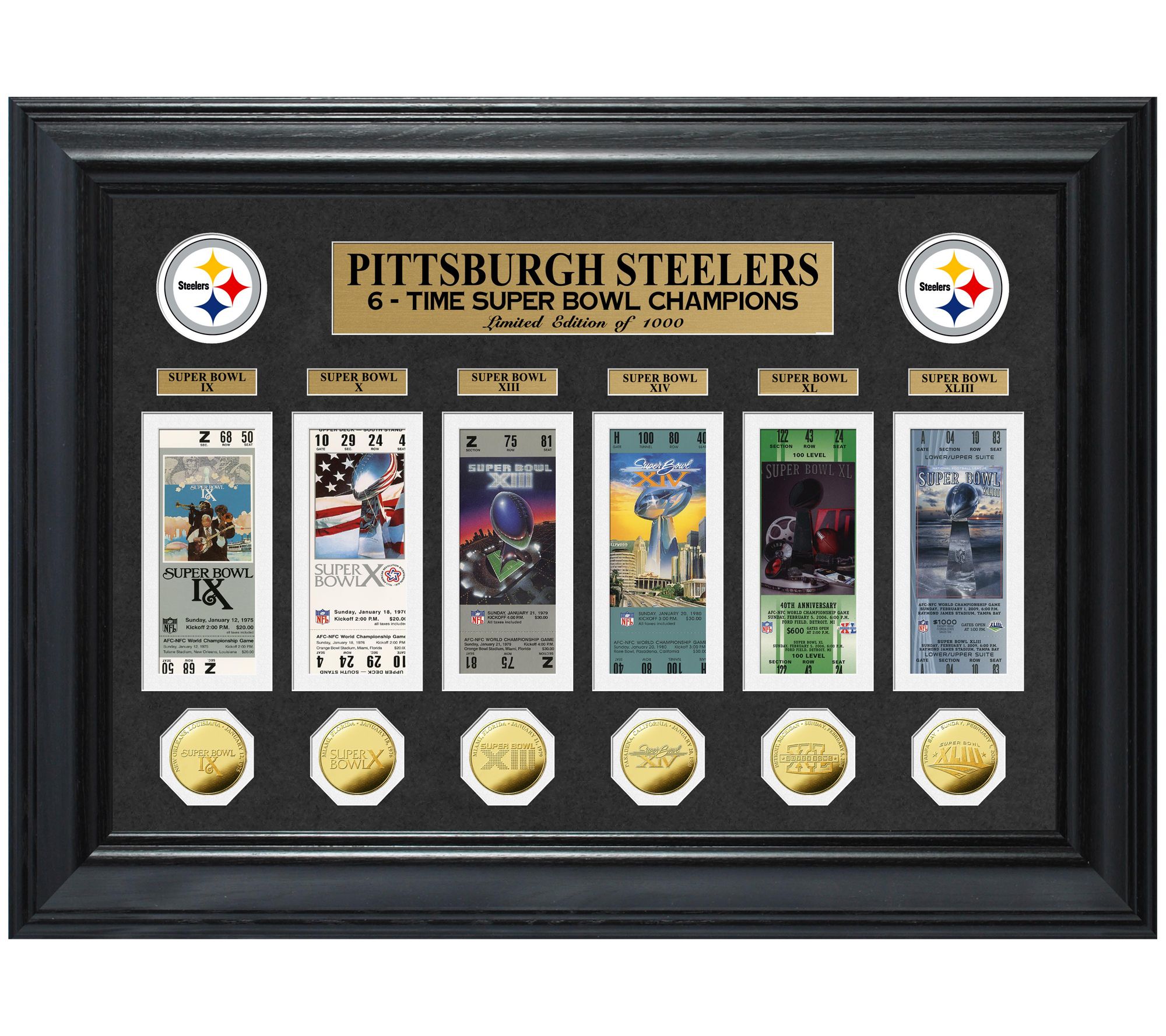 6 Pittsburgh Steelers Super Bowl Rings Set Gold