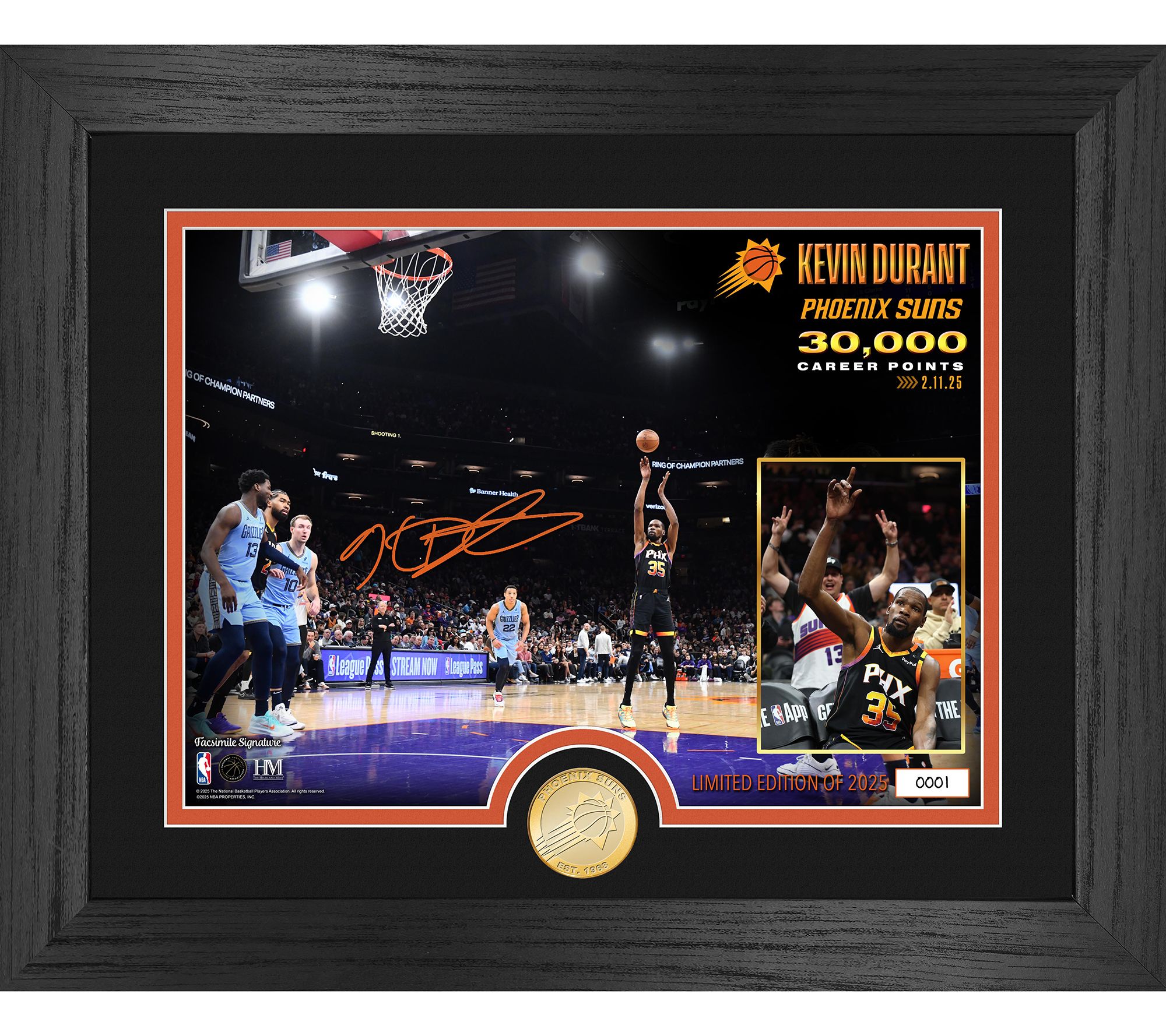 Highland Mint Kevin Durant 30,000 Career Pts Bronze Photo Mint