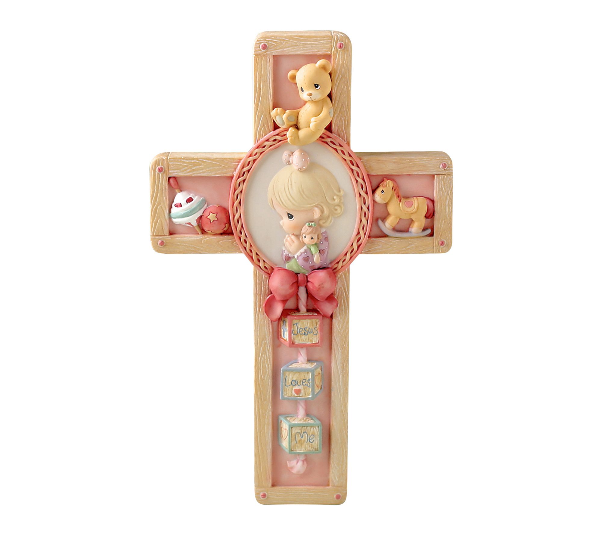 Precious Moments Girl Praying Doll Plaque Cross