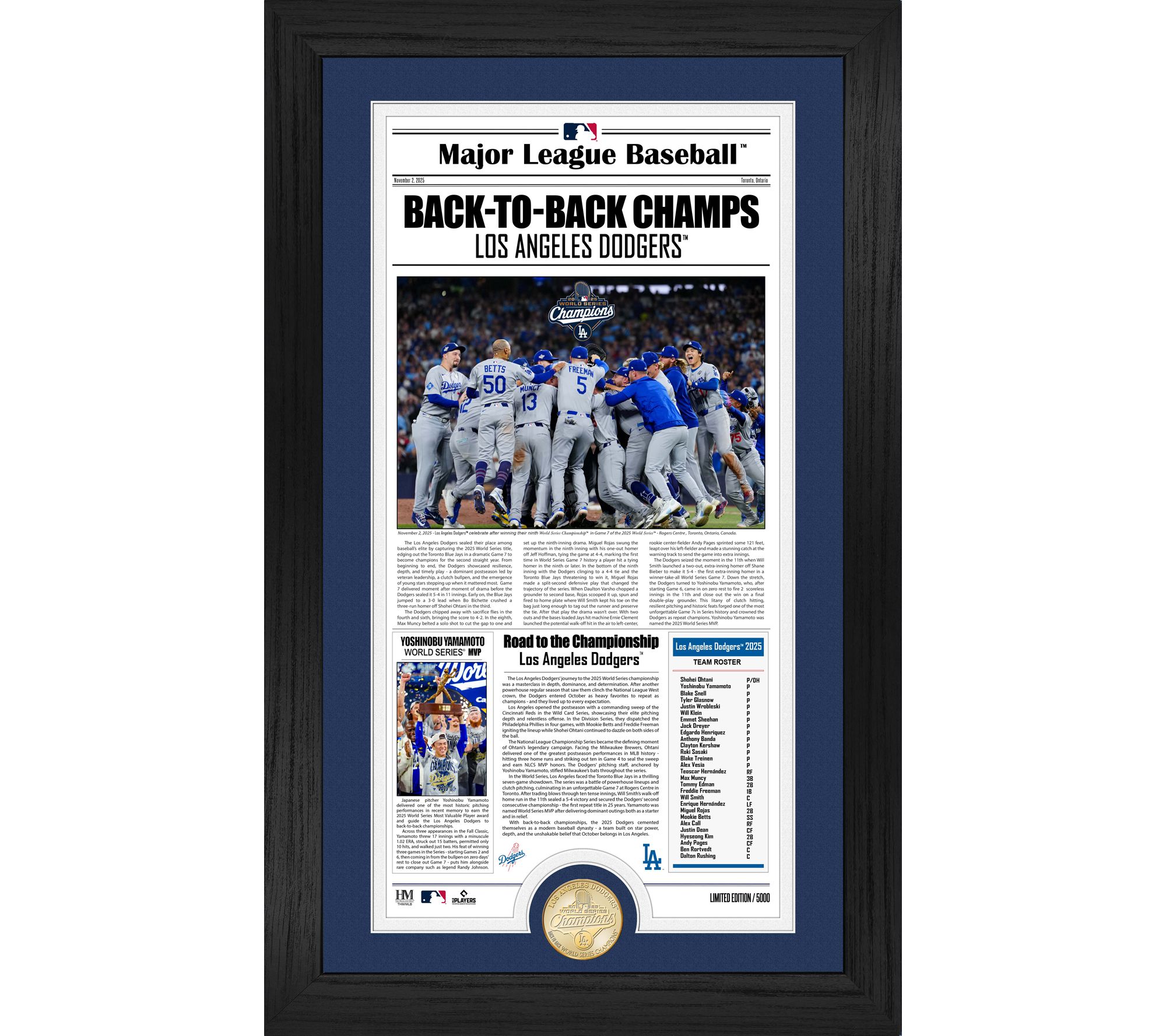 Highland Mint LA Dodgers '25 World Series ChampFront Page