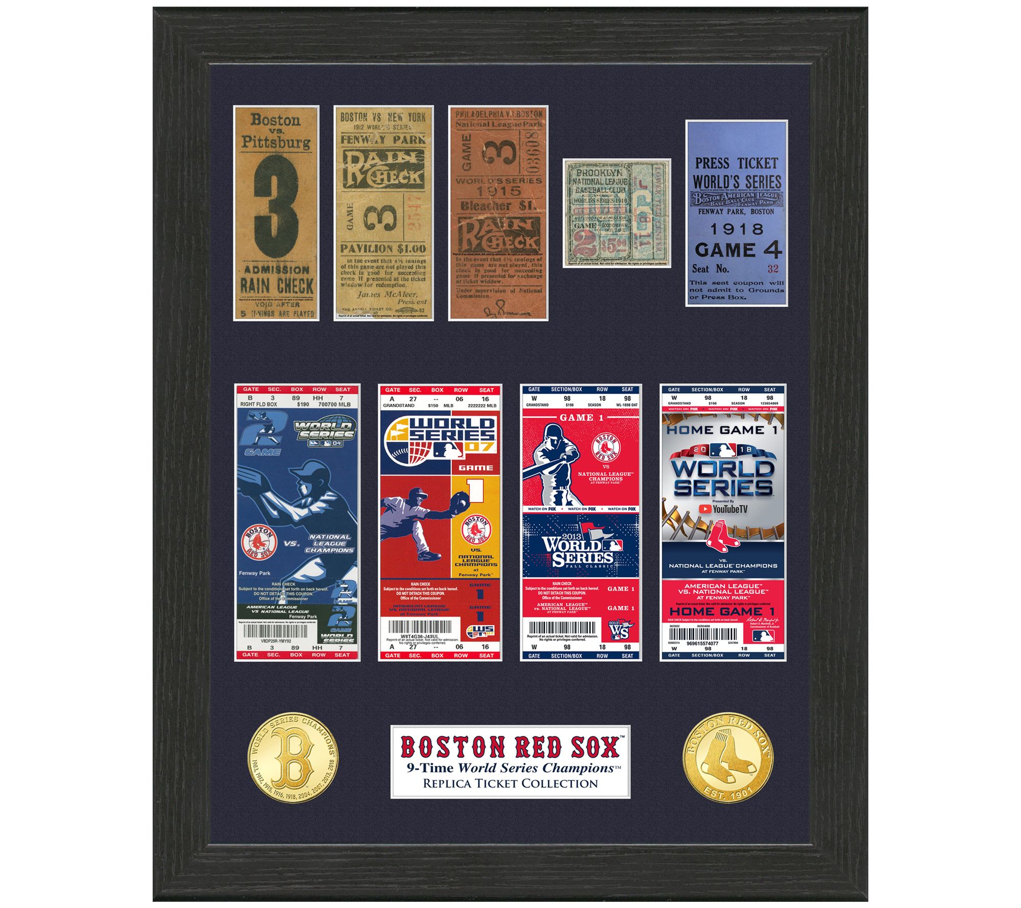 Boston Red Sox 9-Time World Series Champions Gold Coin & Ticket Collection