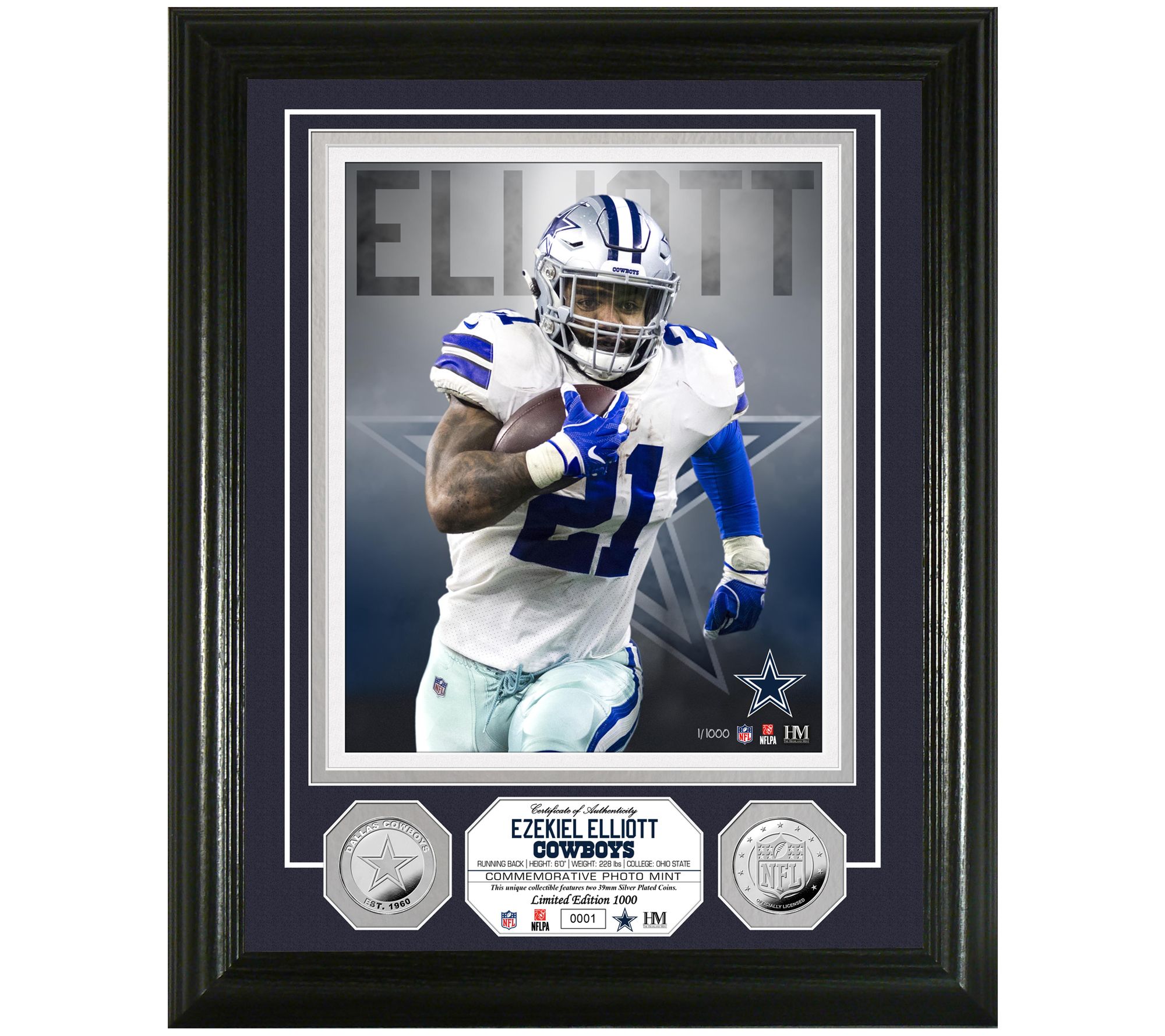 Dallas Cowboys Ezekiel Elliott Highland Mint 13'' X 13''