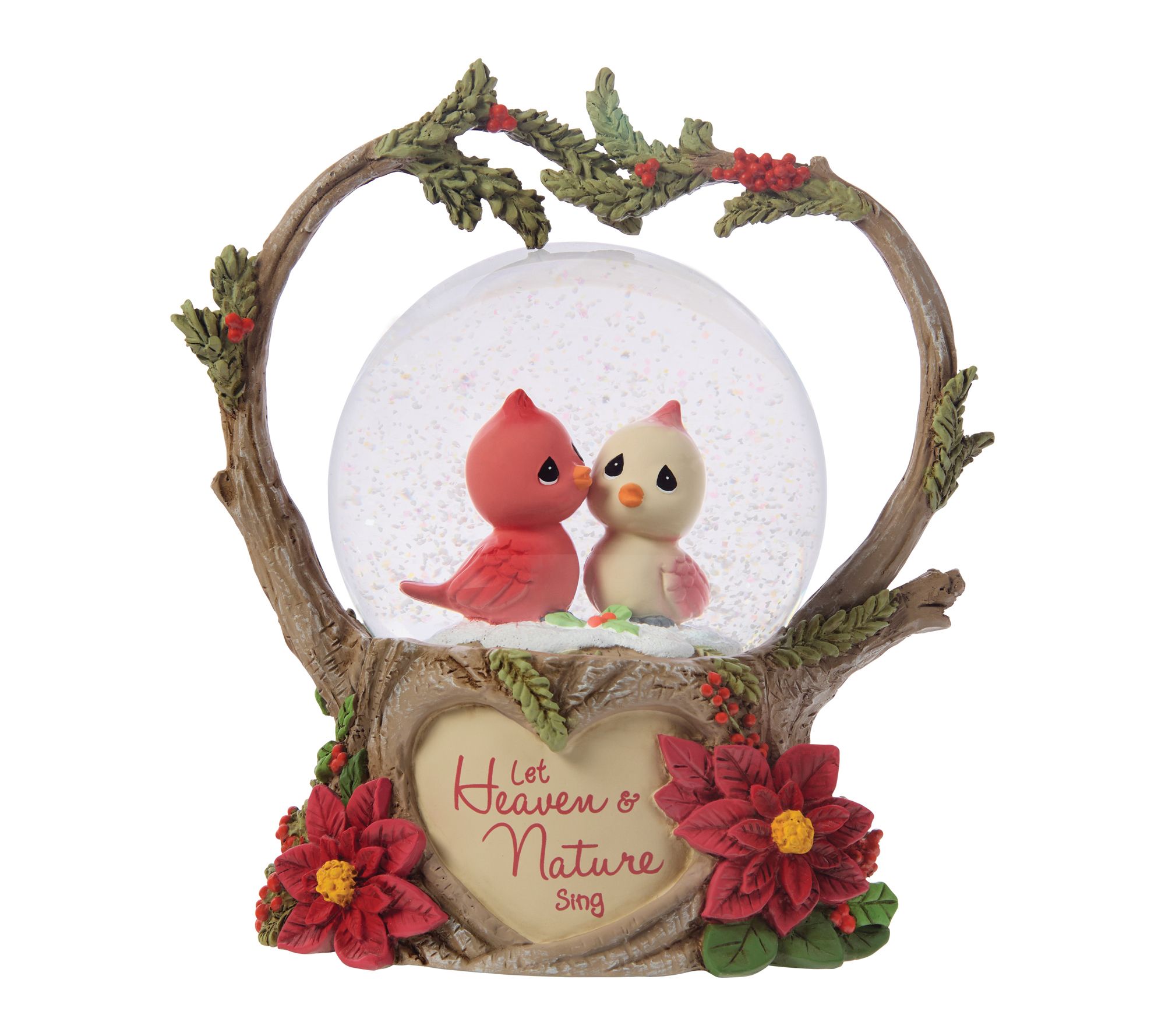 Precious Moments Cardinal Couple Musical Snow Globe