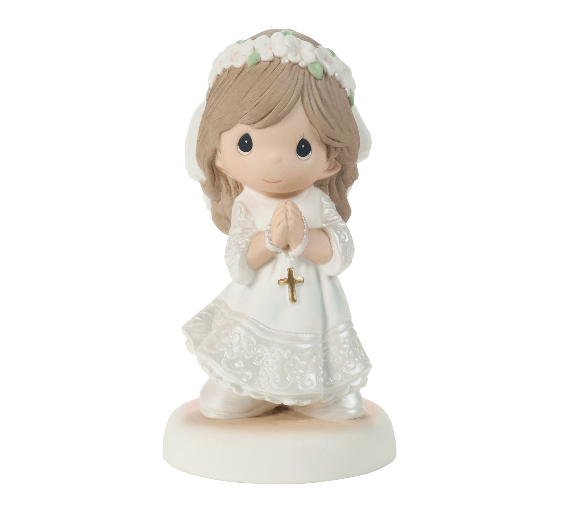 Precious Moments Brunette Communion Girl Figurine