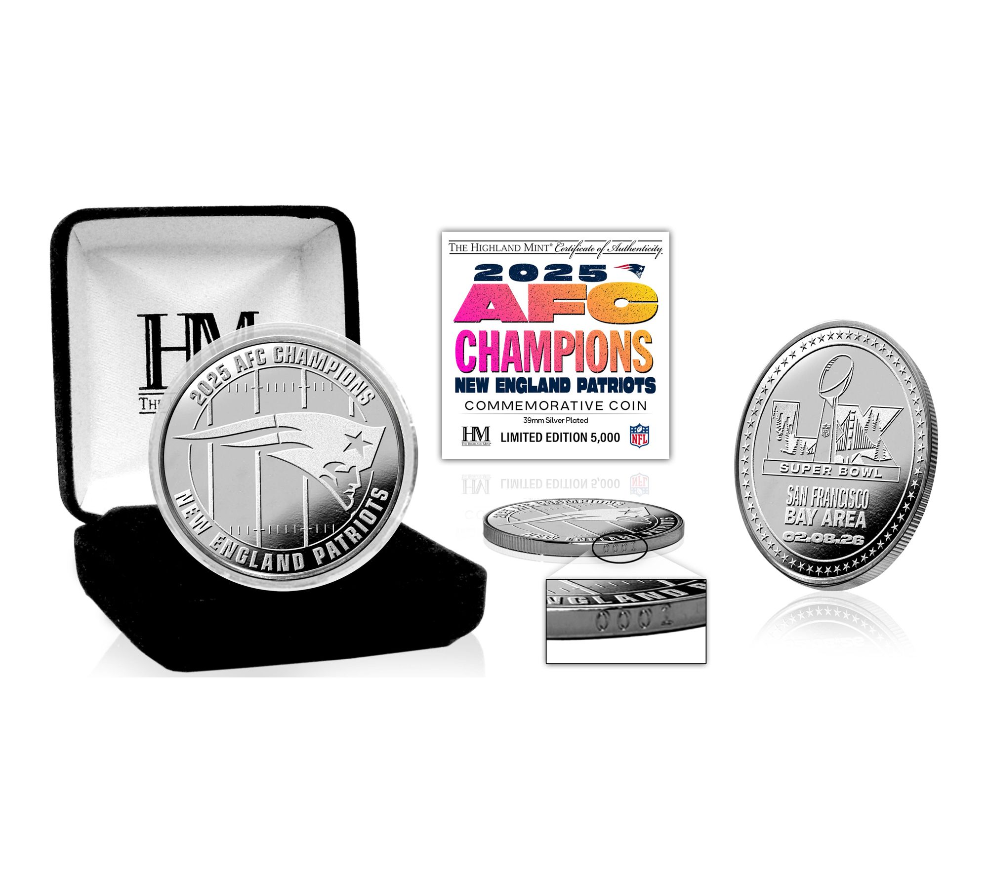 New England Patriots 2026 AFC Champions SilverPlated Coin