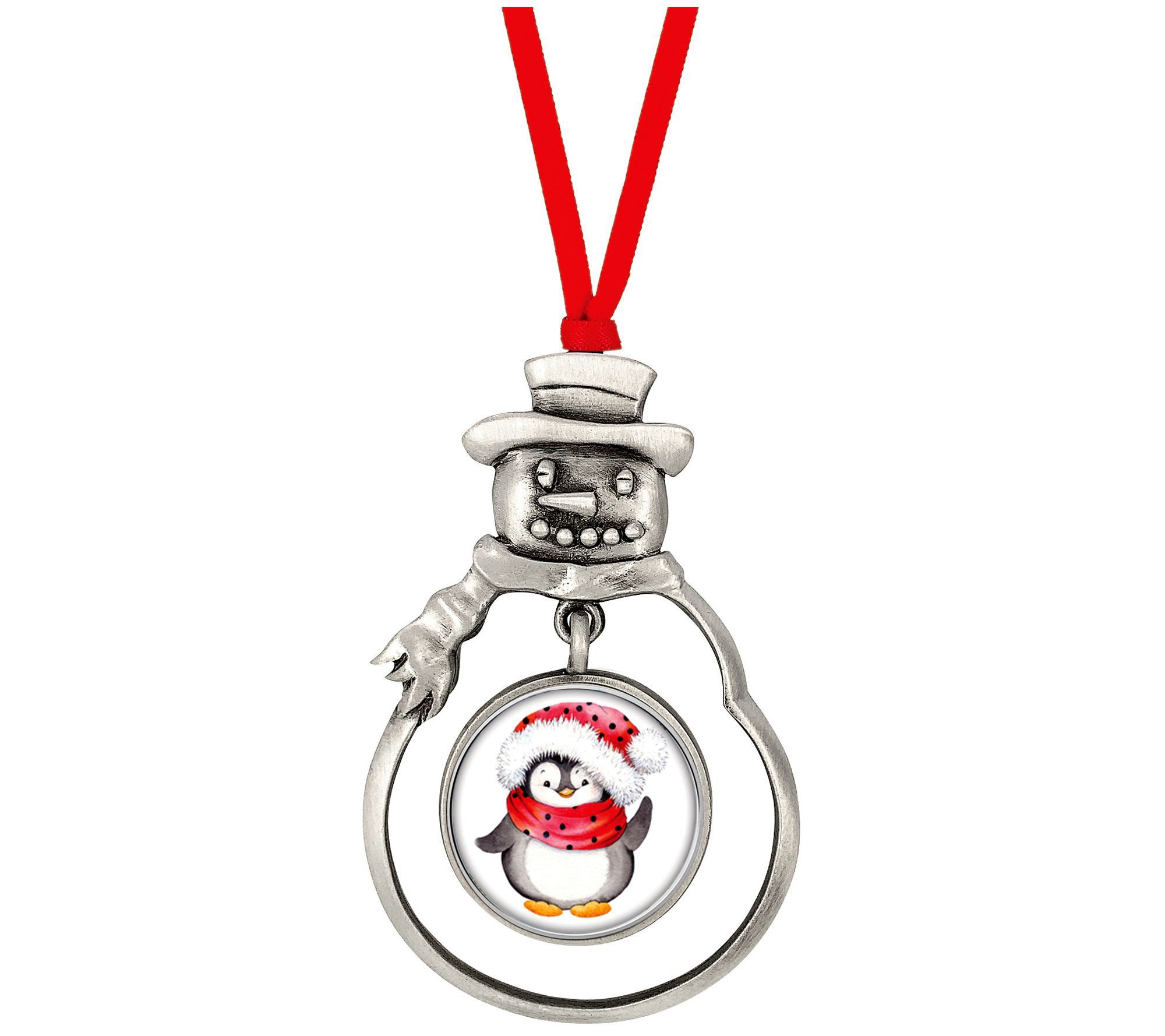 Snow Man Ornament With Colorized Quarter Penguin Coin