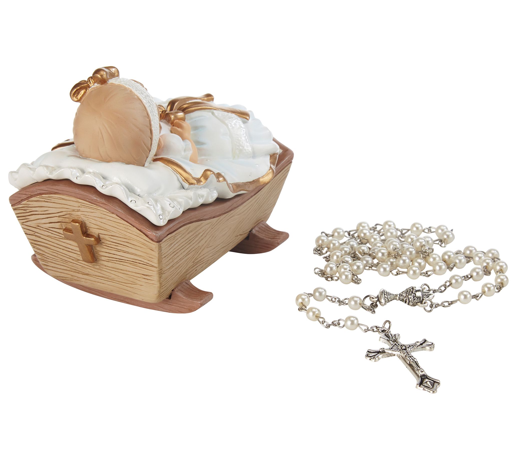 thumbnail image 2 of Baby Boy Baptism Photo Frame - Traditional Cradle Design For Christening Memories 2 of 11