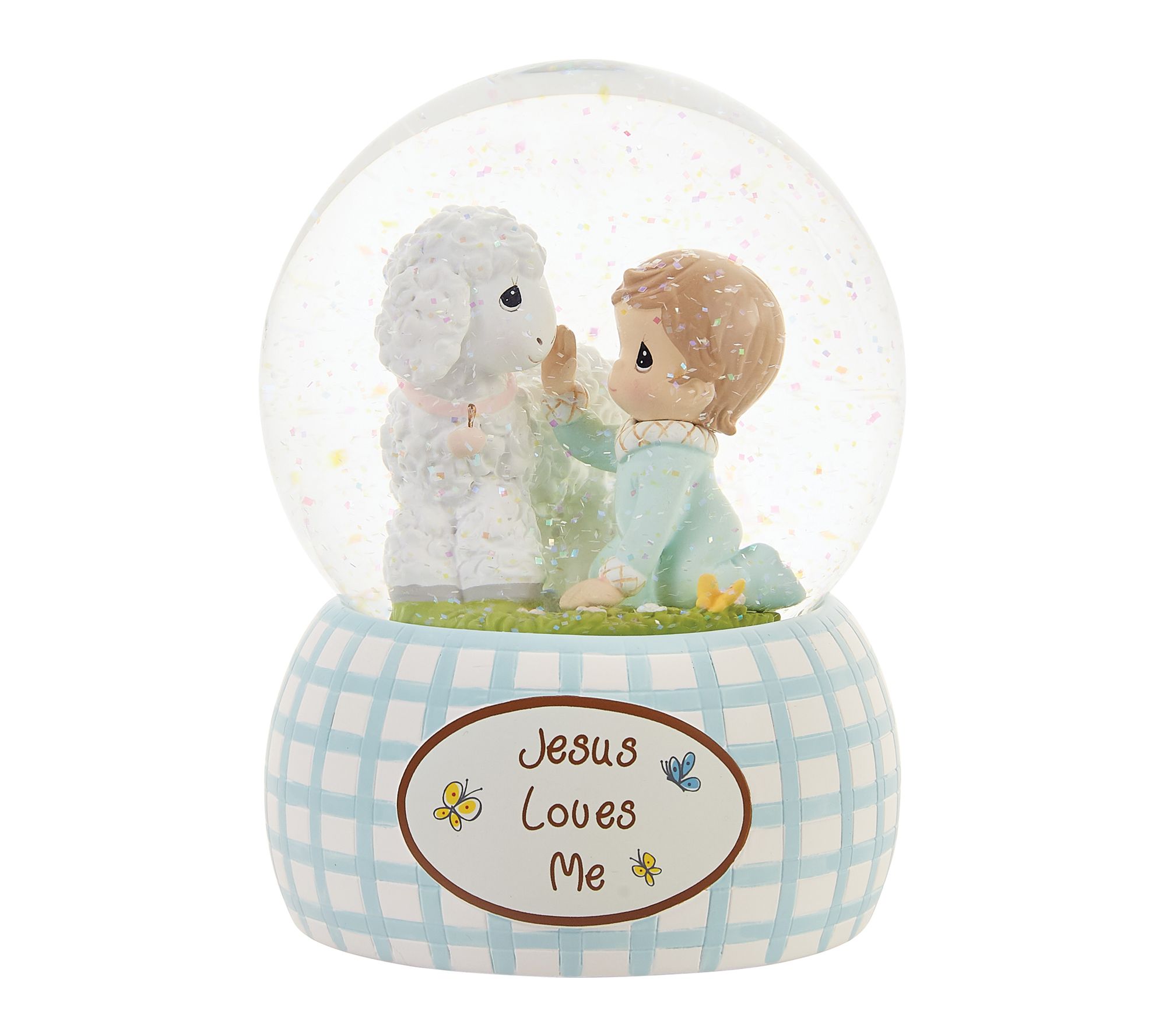 Precious Moments Baby Boy With Lamb Snow Globe