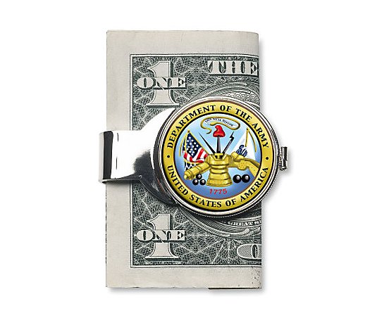 Silvertone Money Clip w/ Colorized Army JFK Half Dollar
