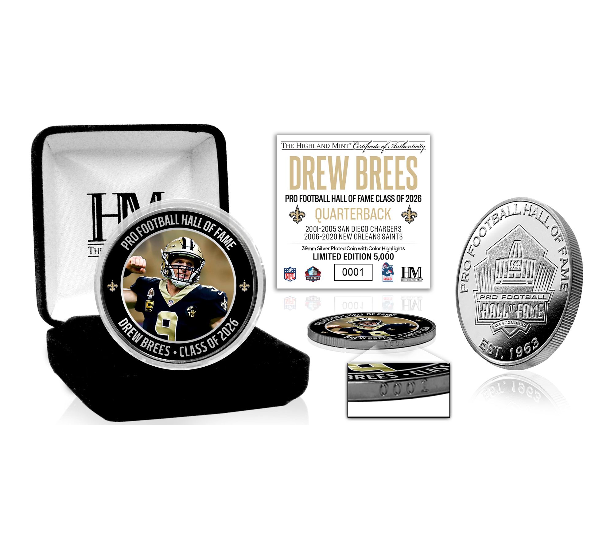 Highland Mint Drew Brees 2026 NFL Hall of Fame Induction Coin | QVC