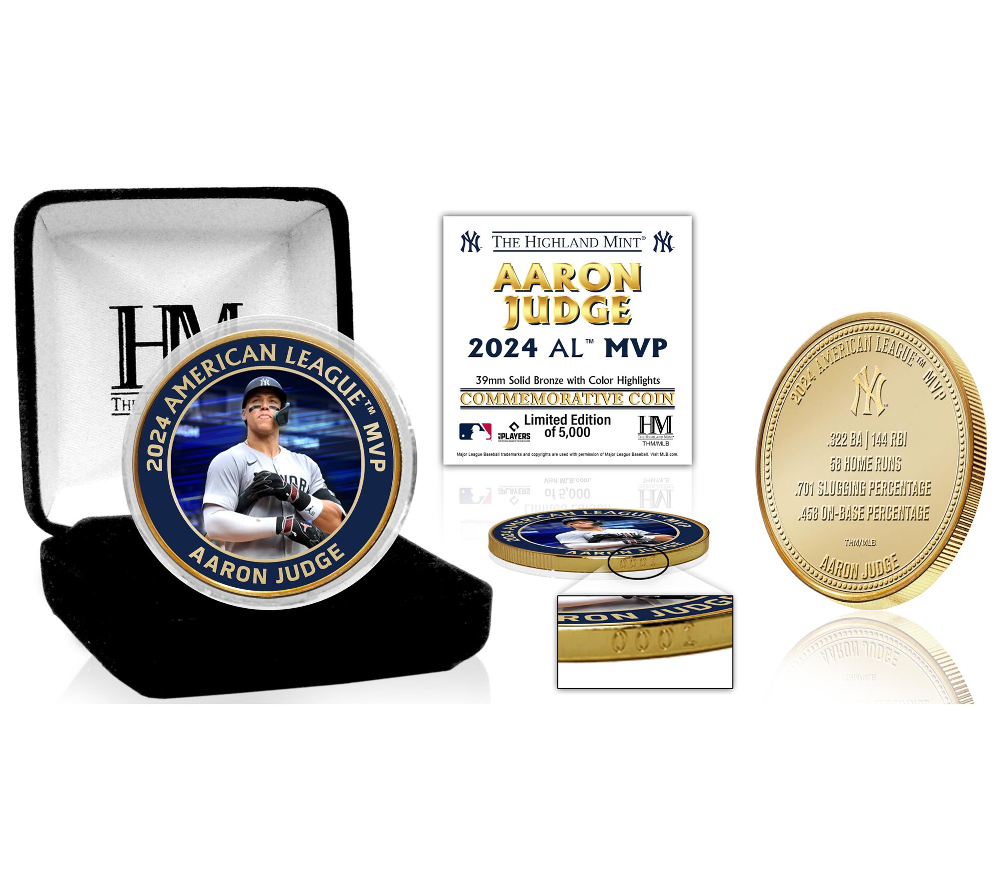Highland Mint Aaron Judge 2024 American LeagueMVP Bronze Coin