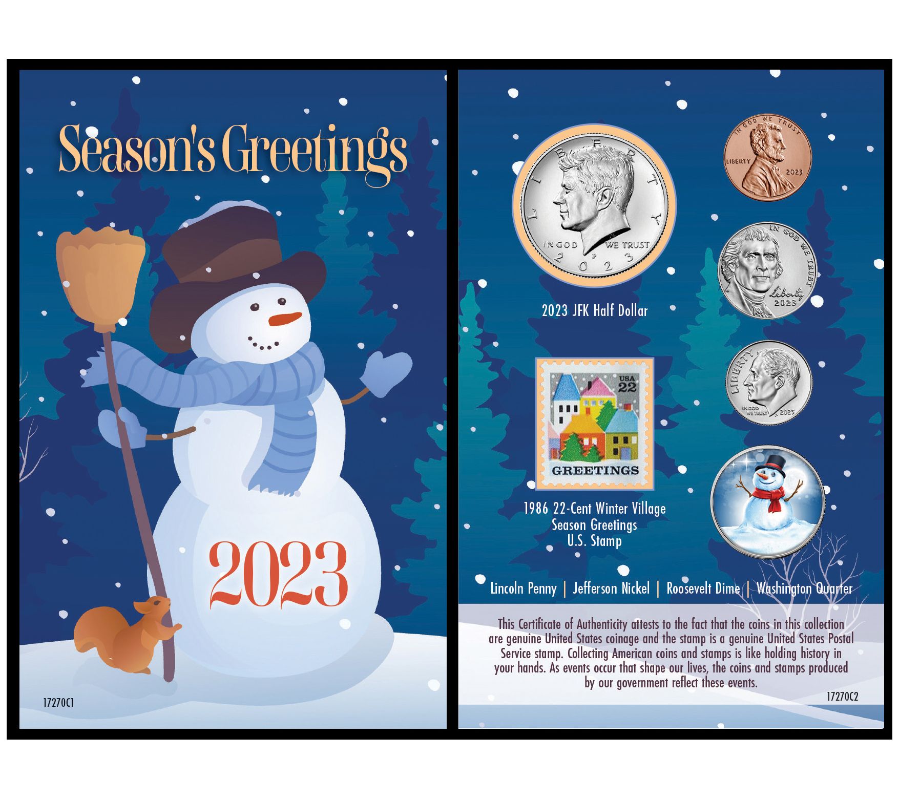 American Coin Treasures 2023 Snowman Collectible Card