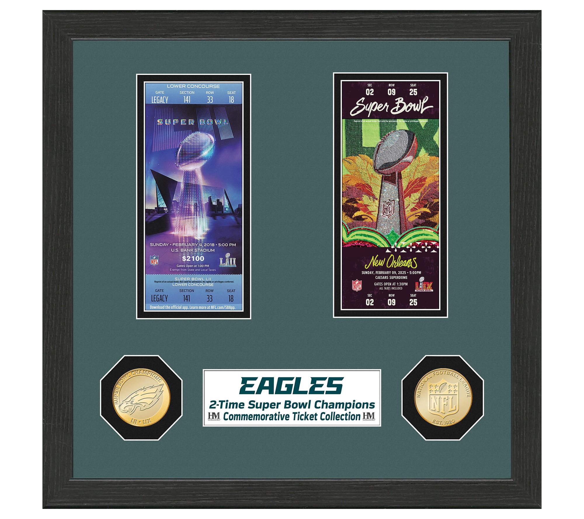 Highland Mint Eagles Super Bowl Ticket Collection Frame