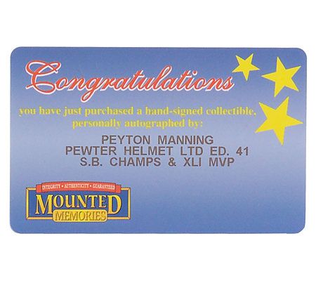 Peyton Manning Autographed Limited Edition Pewter Helmet 