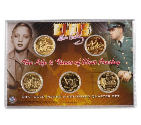 Elvis Presley Life and Times 24ktGold-Plated Colorized 5 Quarter Set ...