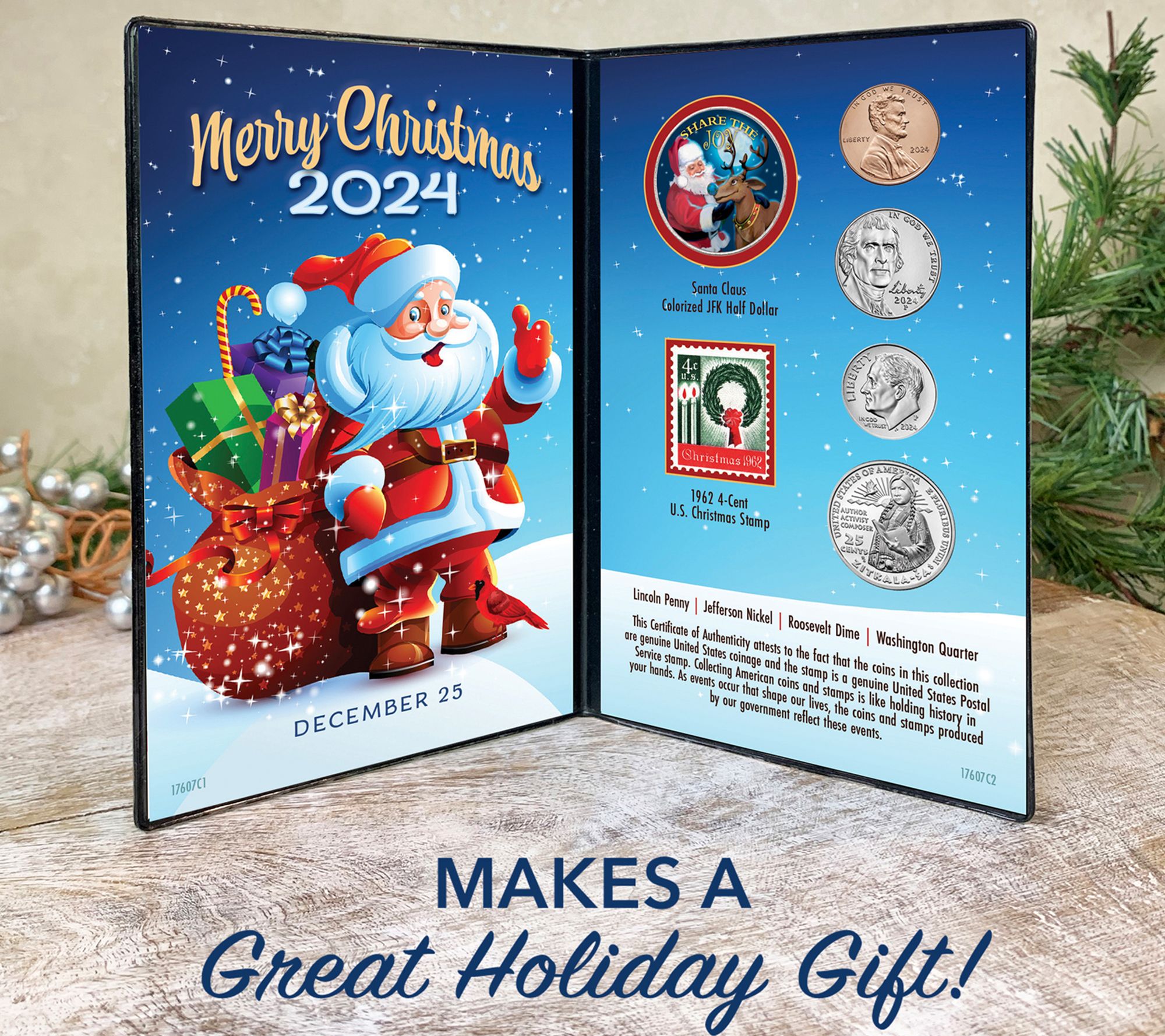 American Coin 2024 Santa Coin Collectible Greeting Card