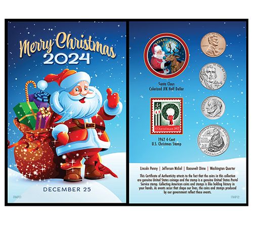 American Coin 2024 Santa Coin Collectible Greeting Card