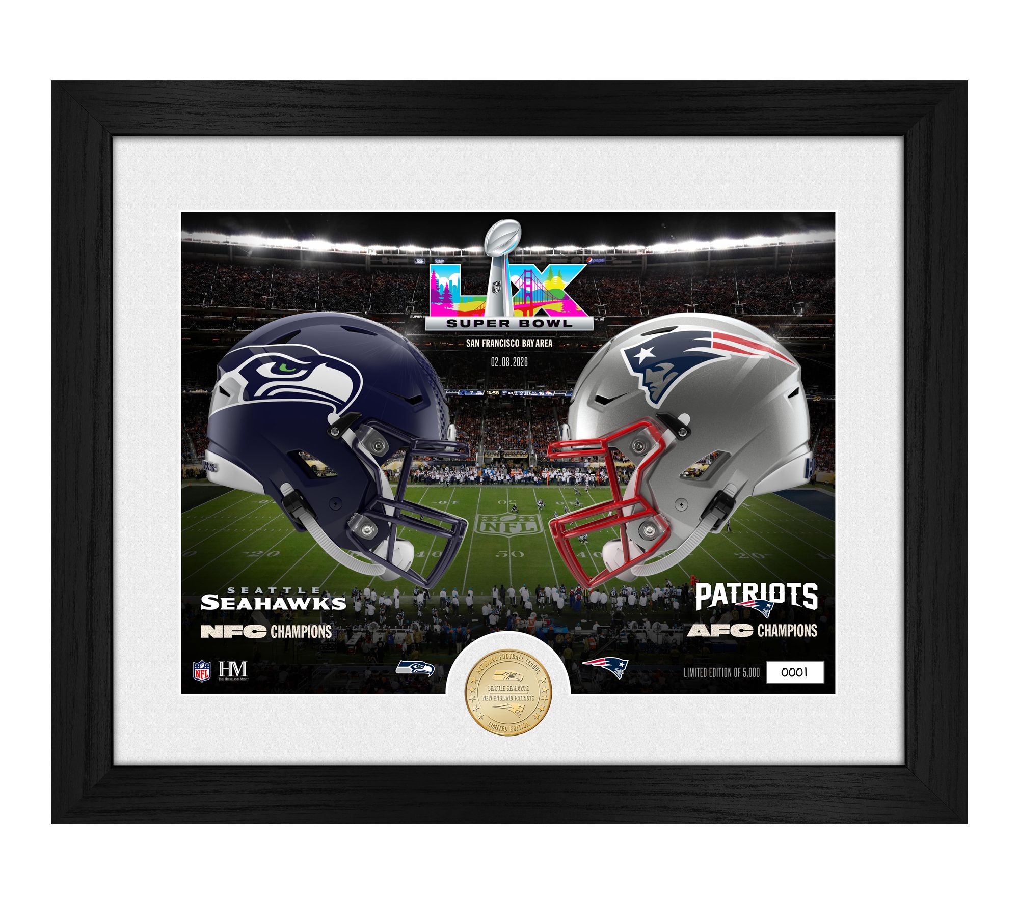 Super Bowl LX Match Up Bronze Coin Photo Mint Patriots/Seahawk
