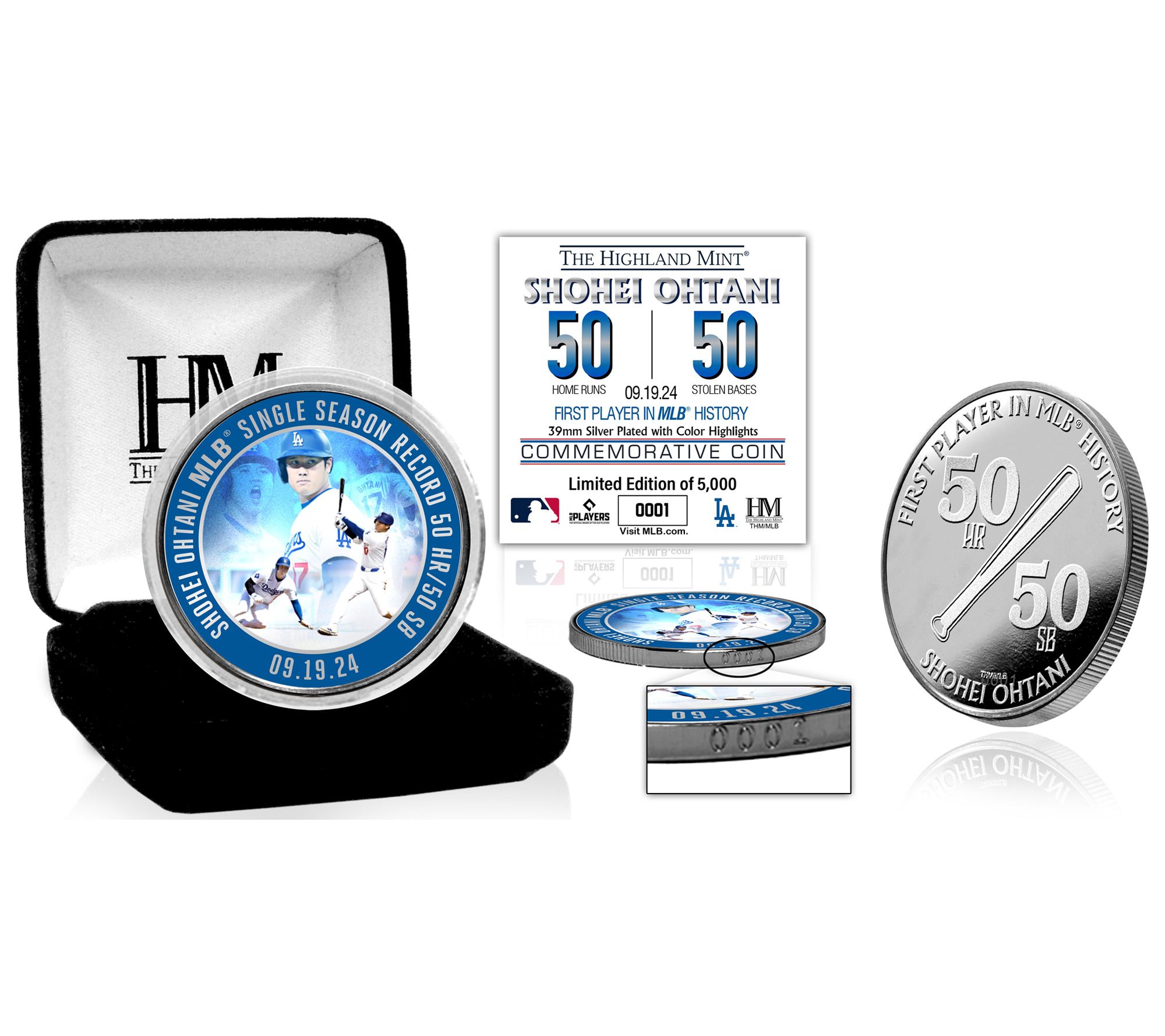 Highland Mint LA Dodgers 50/50 Commemorative Silver Coin