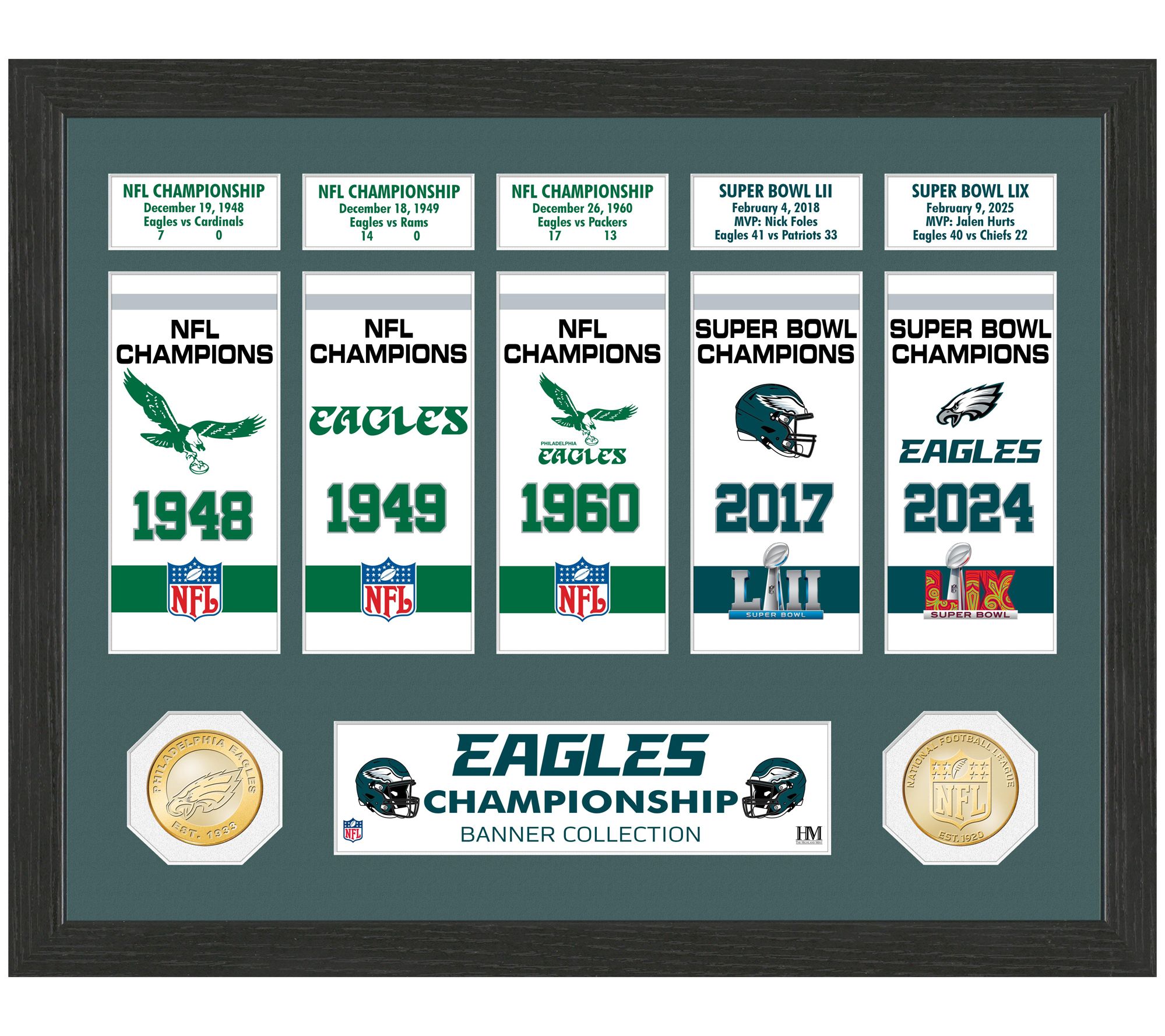 Highland Mint Philadelphia Eagles 5x Wrld Champ Commem Banner