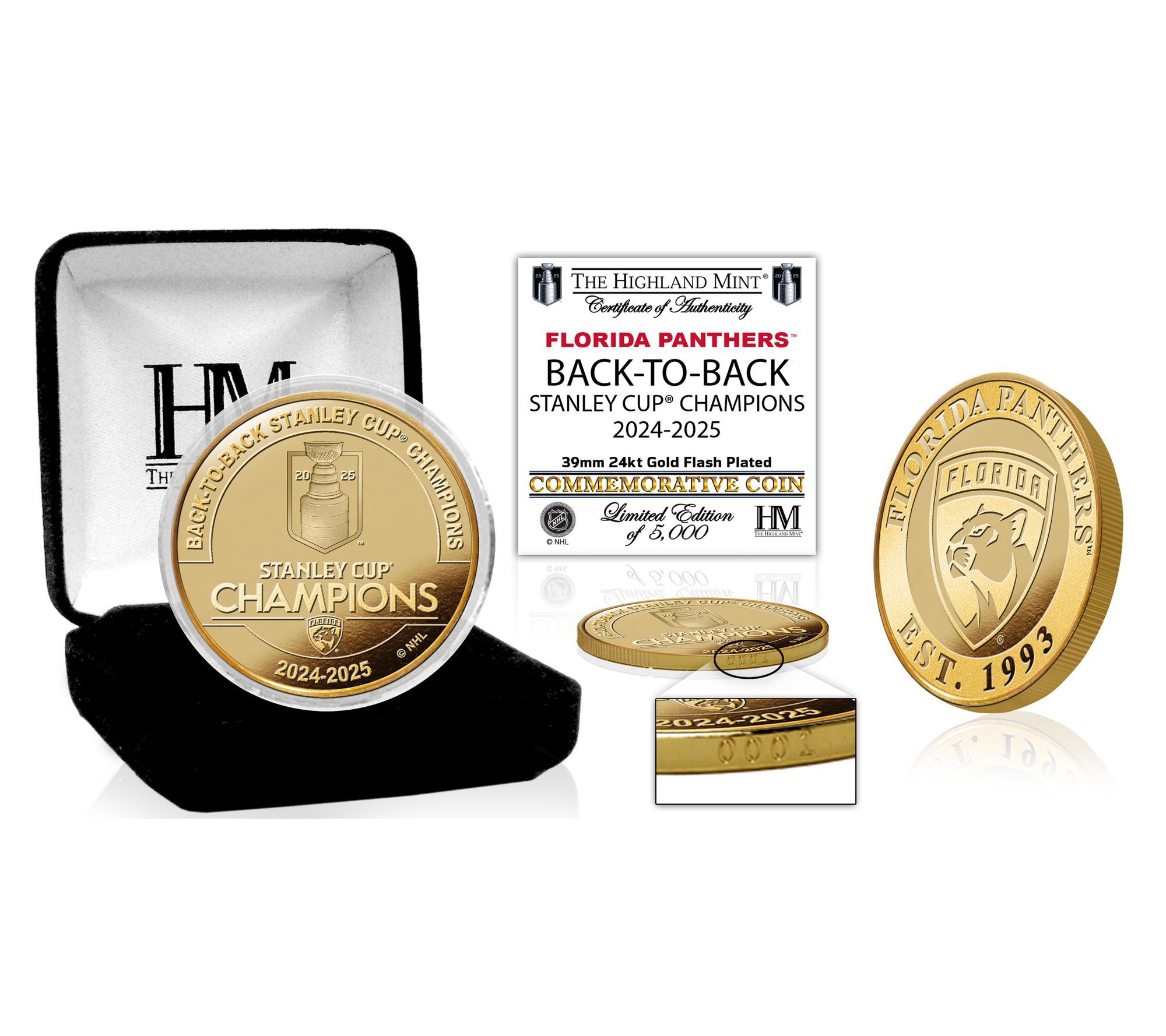 Highland Mint Florida Panthers 2025 Stanley Cup Champs Coin