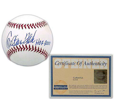 Carlton Fisk Boston Red Sox Autographed Hall of Fame Logo Baseball with HOF 2000 Inscription