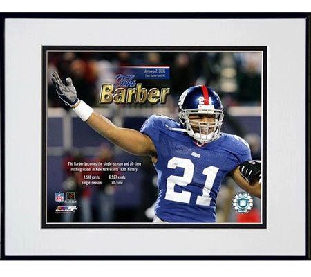 NFL New York Giants Tiki Barber Framed Photo with Stats 