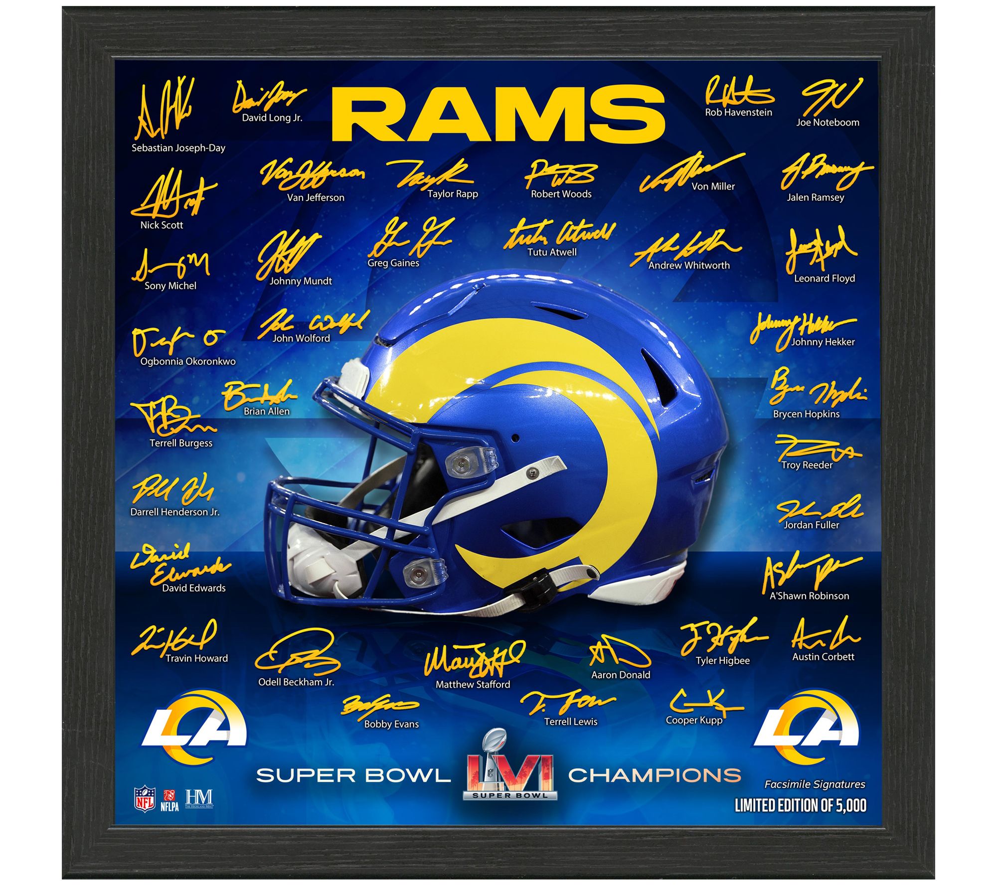 NFL Super Bowl LVI Champions Signature Helmet Frame Rams 