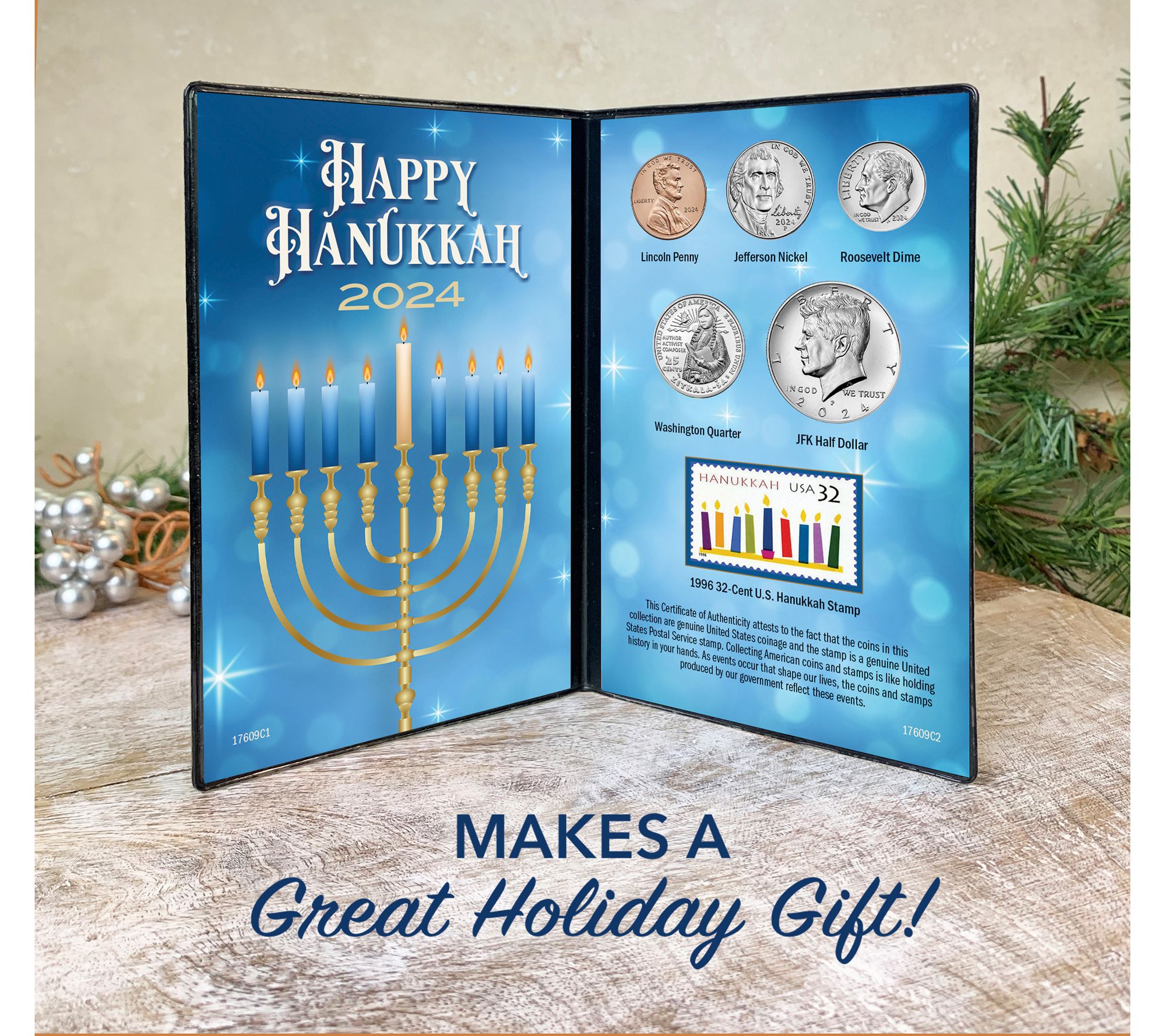 American Coin 2024 Hanukkah Stamp and Coin Collectible Card