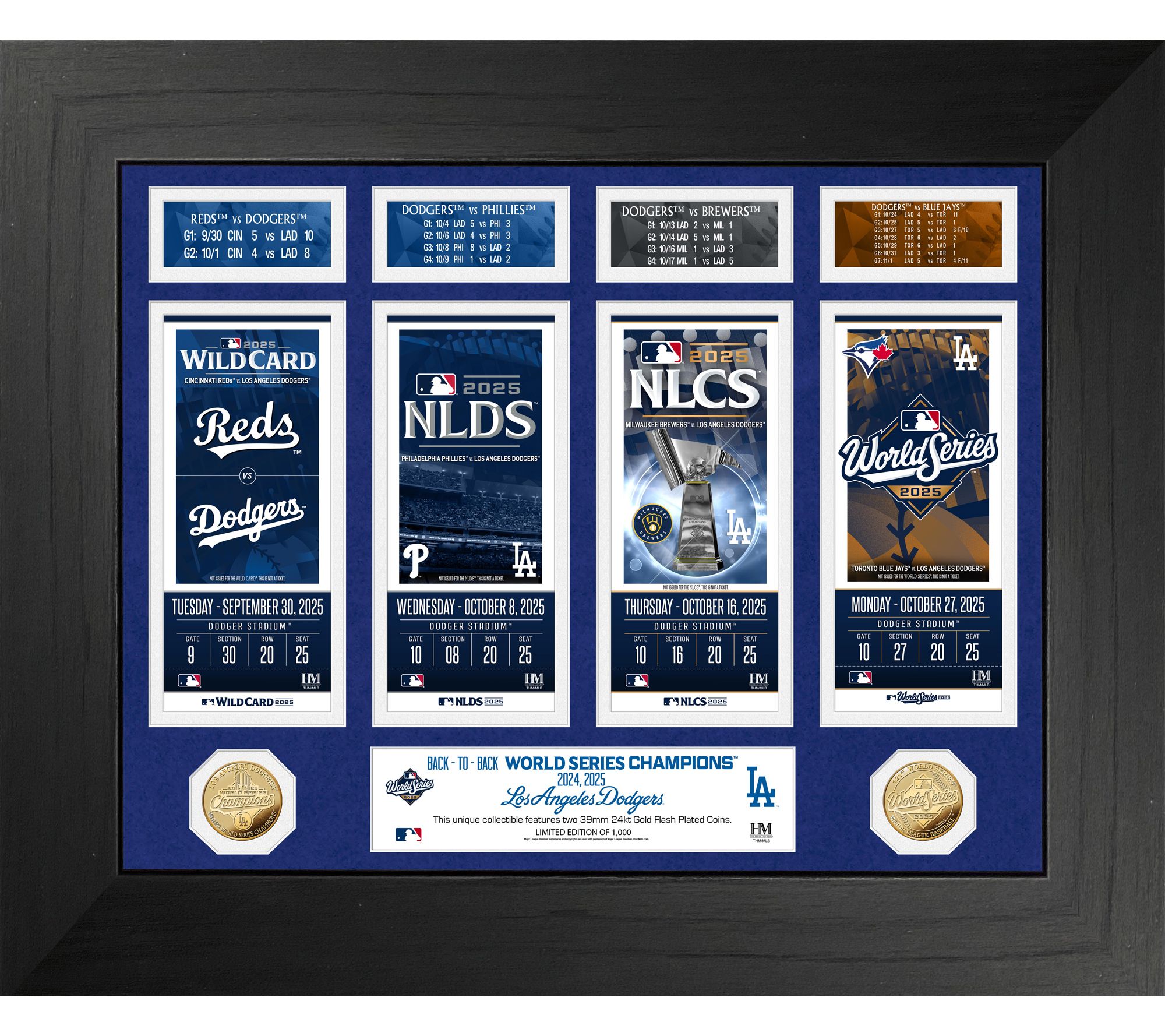 Highland Mint LA Dodgers '25 Deluxe Road to World Series Frame