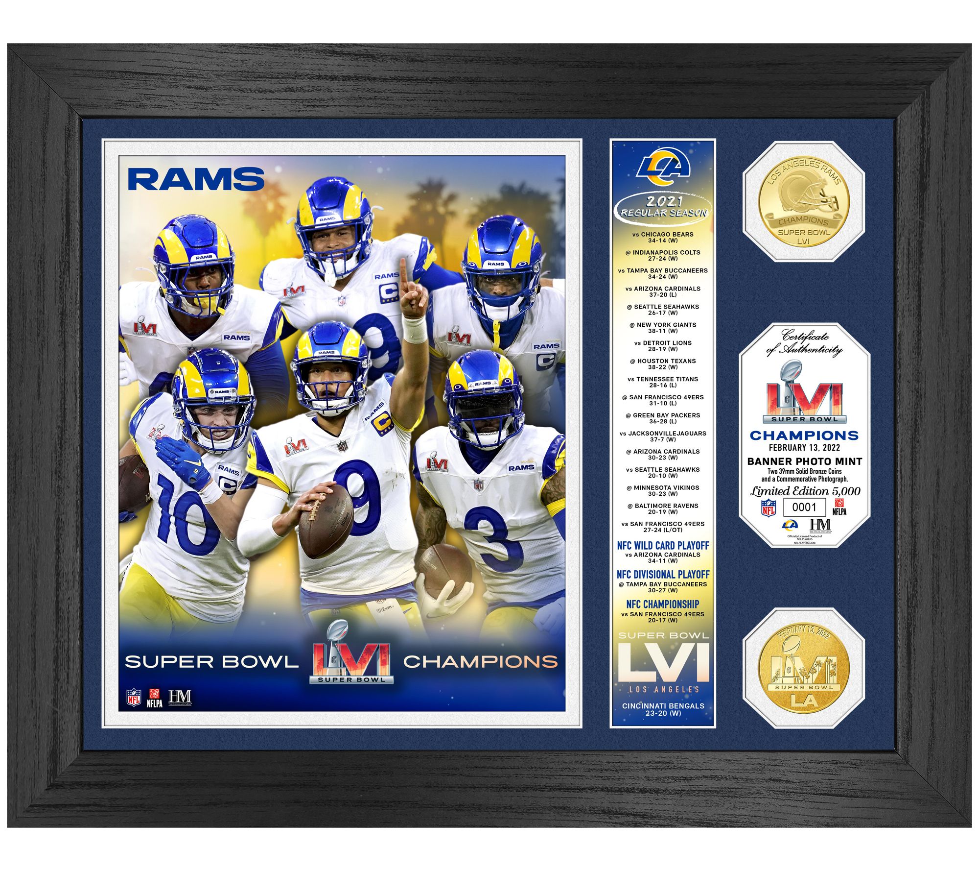 Super Bowl 56 Champions Rams Banner Frame 
