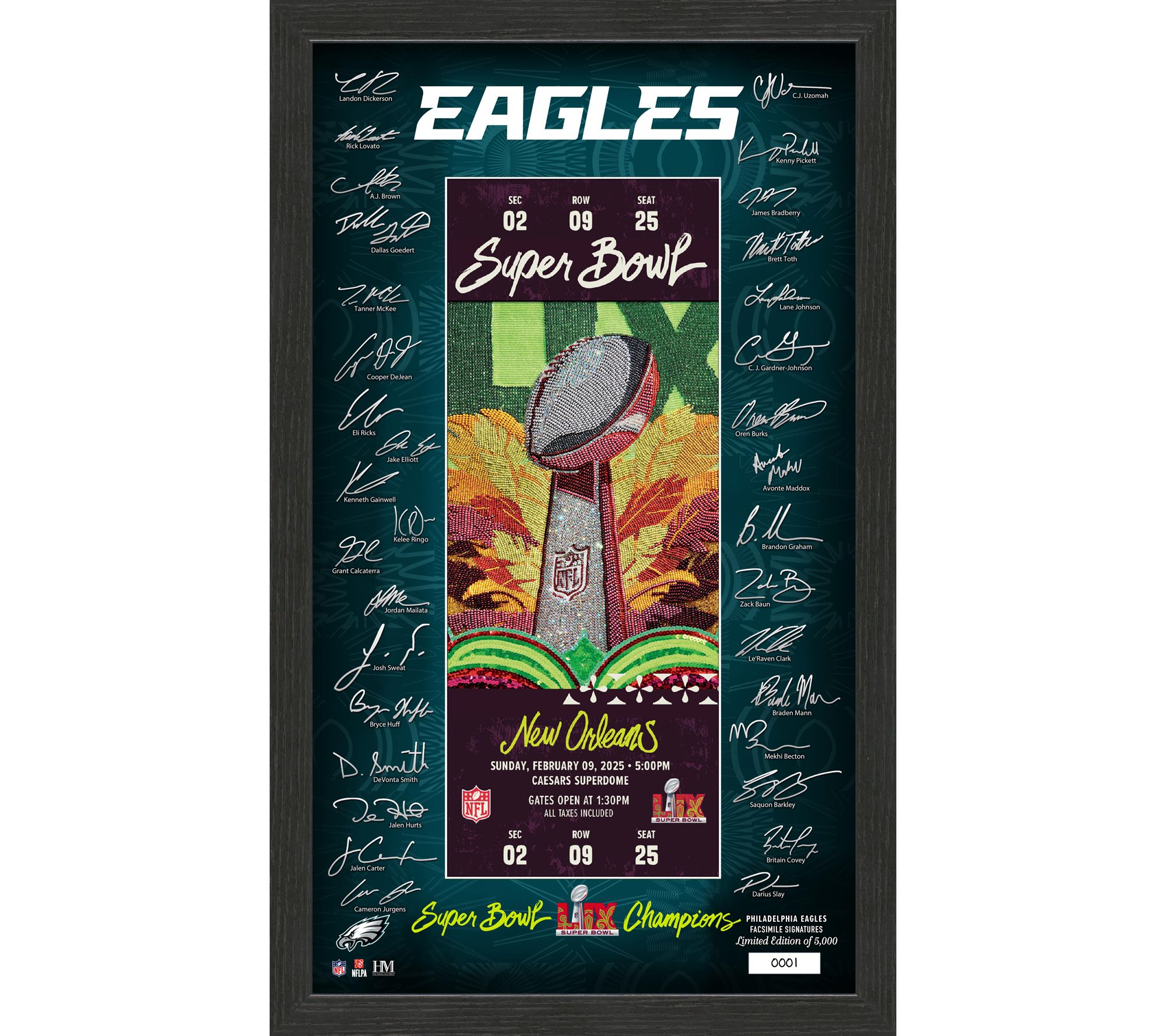 Highland Mint Eagles Super Bowl LIX Champions Signature Ticket