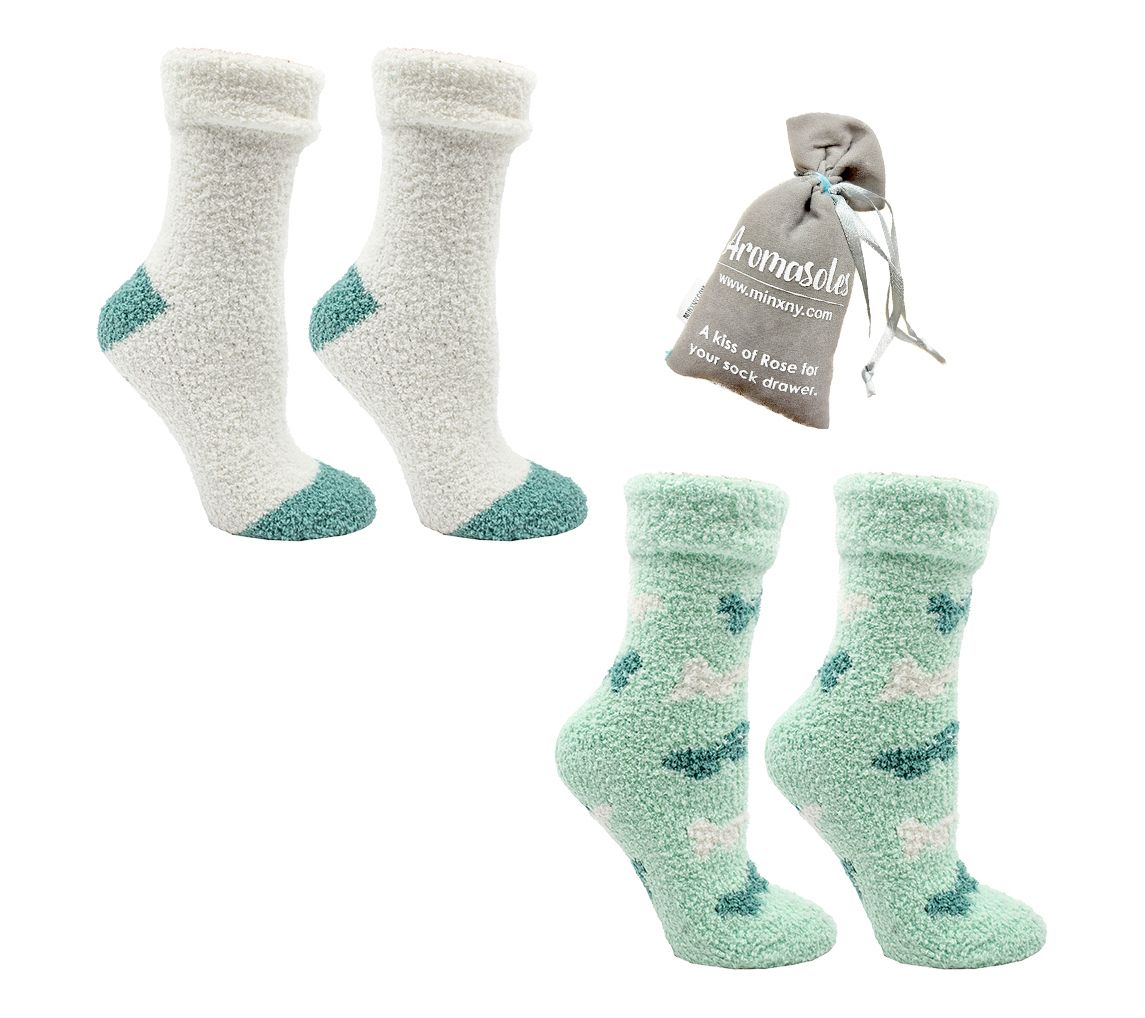 MinxNY S/2 Non Skid Shea Butter Infused Fuzzy Socks