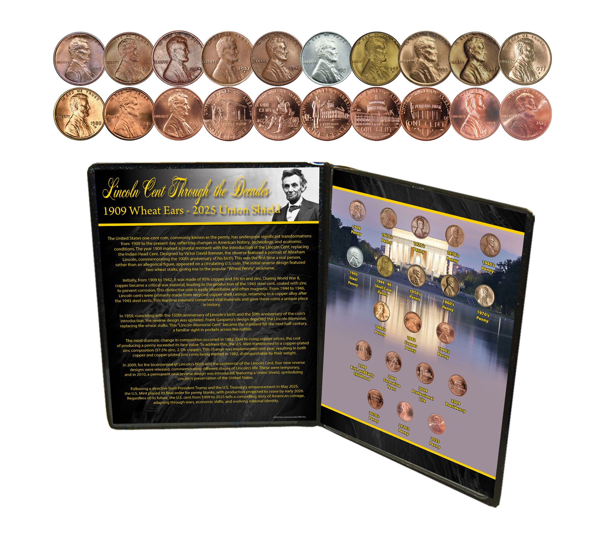 Lincoln Cent Through The Decades 1909-2025