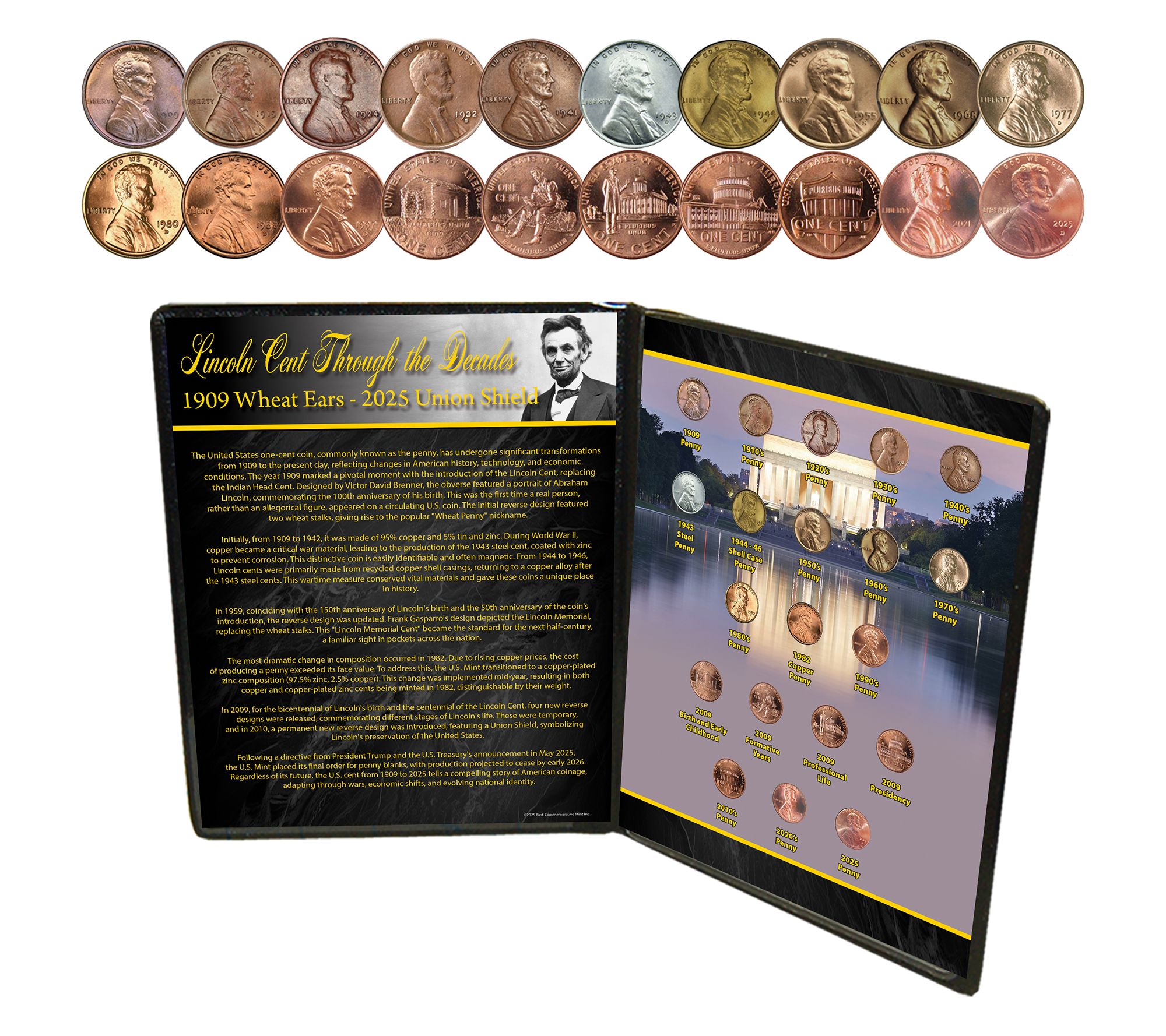 Lincoln Cent Through The Decades 1909-2025