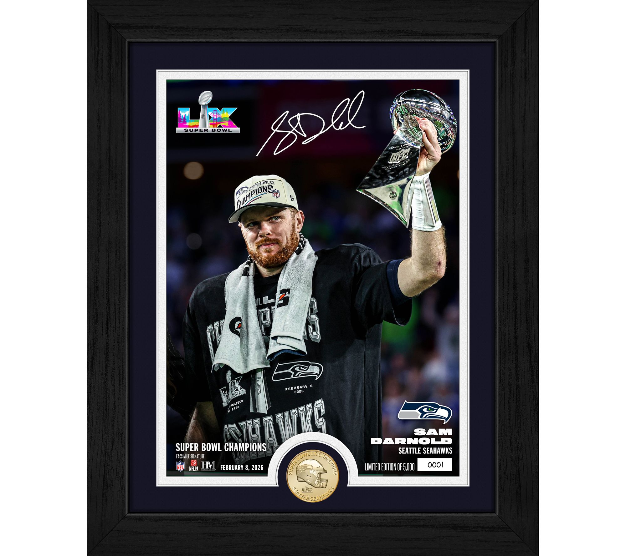 Highland Mint Seahawks SB LX Champs Lombardi Trophy Frame