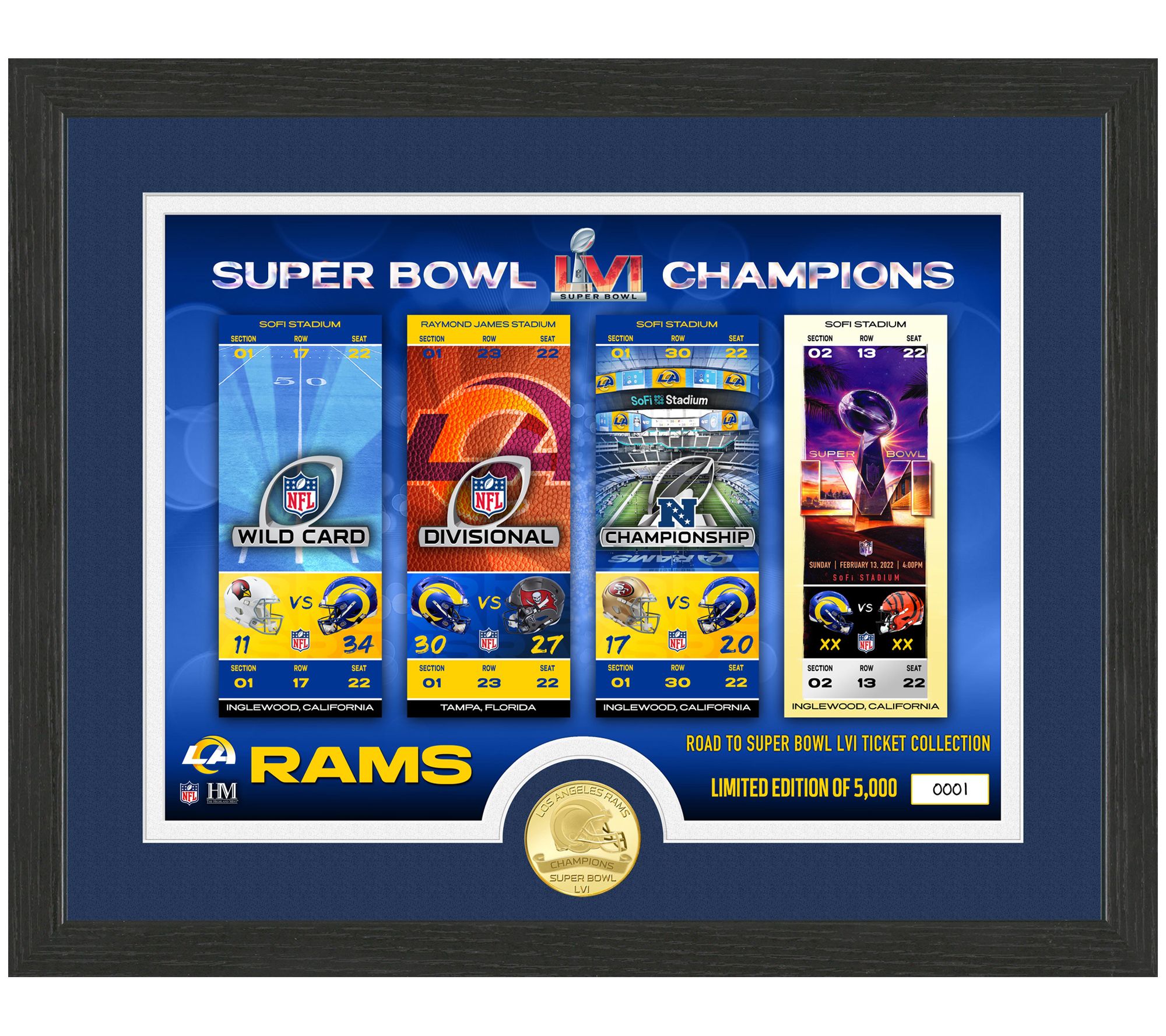 NFL Super Bowl LVI Champions 12x15' Ticket Frame Rams