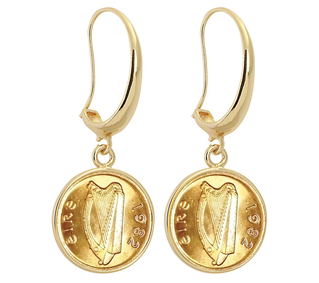 Gold Layered Irish Half Penny Goldtone Earrings - QVC.com