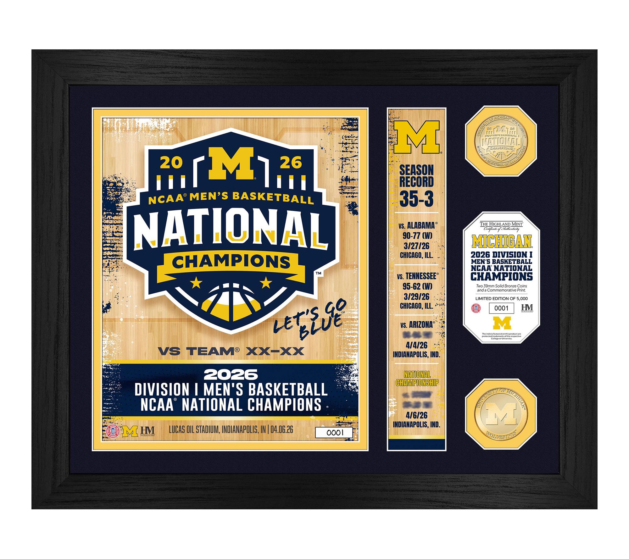 Michigan Wolver ines 2026 NCAA Men's Basketbal l Champs Frame