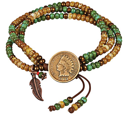 American Coin Treasures Indian Penny Coin BeadBracelet