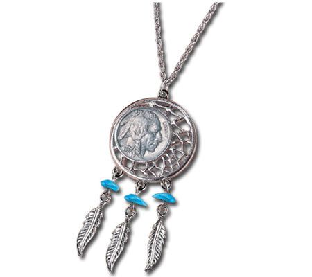 Buffalo Nickel Dream Catcher Pendant