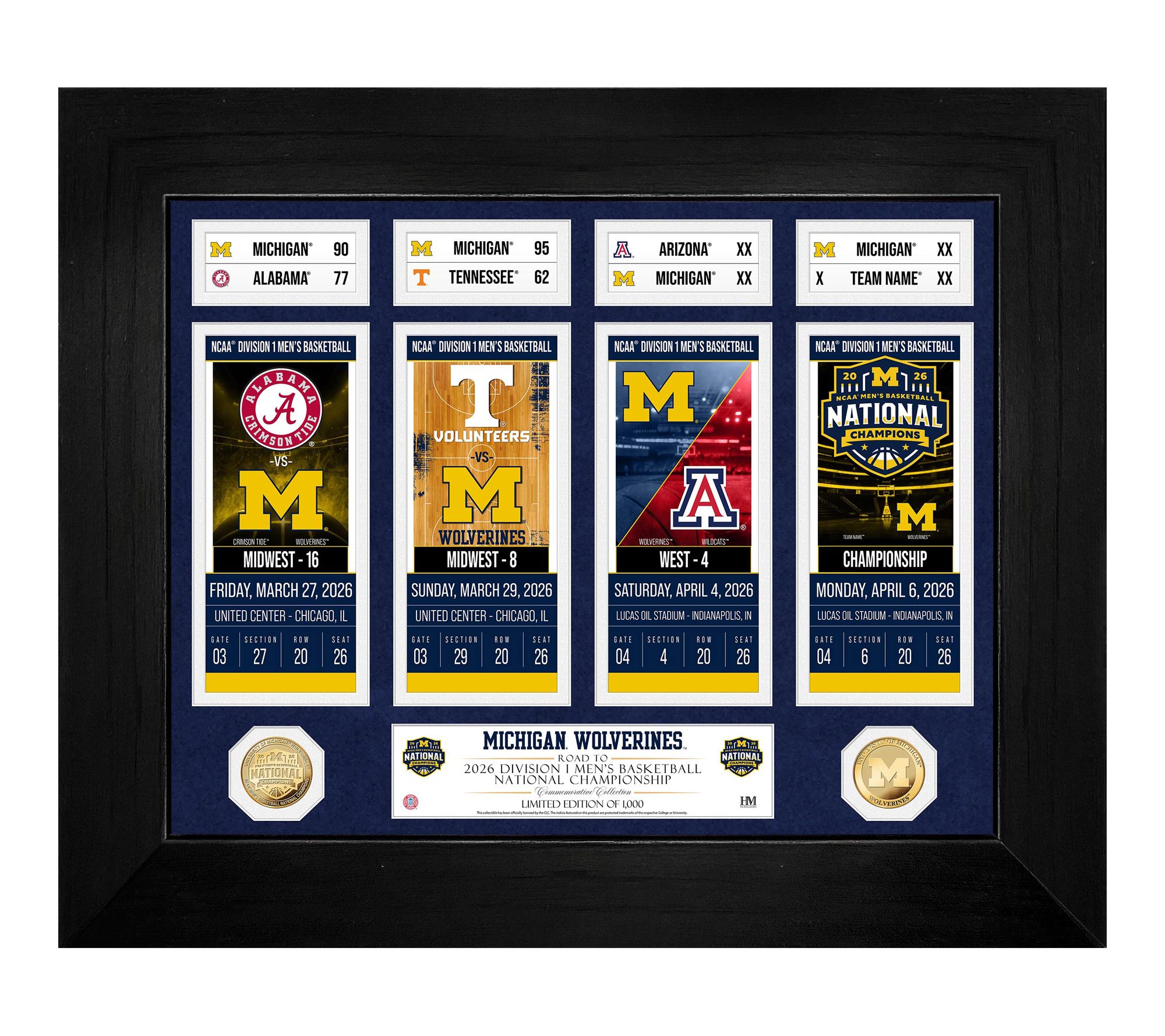 Michigan Wolverines Deluxe 2026 NCAA Men's Ticket Frame