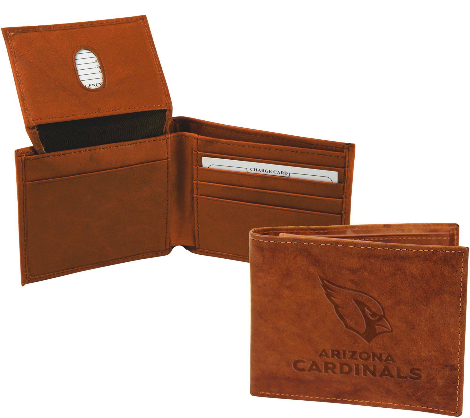 Rico Arizona Cardinals Laser-Engraved Brown Billfold Wallet